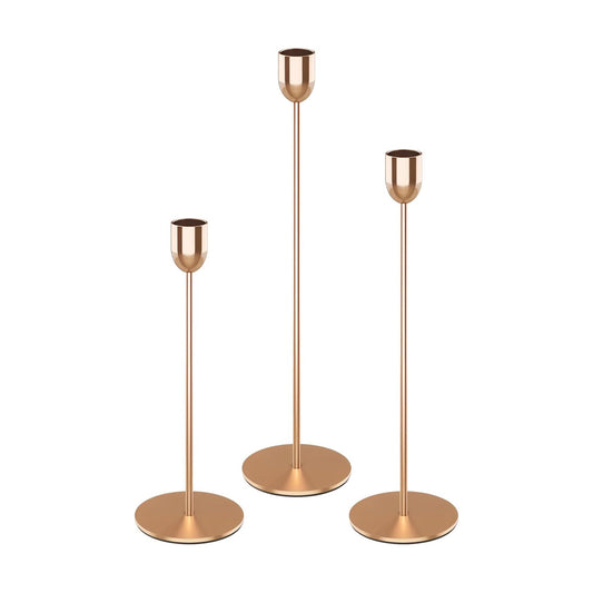 ChefBee 3PCS Gold Tall Taper & Pillar Candle Candlestick Holder