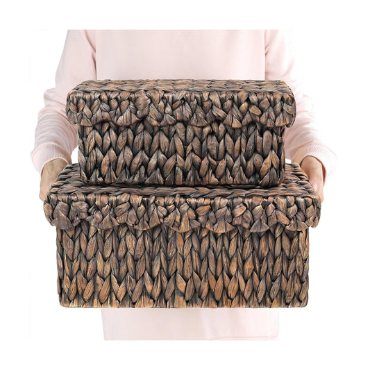 Scalloped Wicker Baskets / Espresso / Set of 2