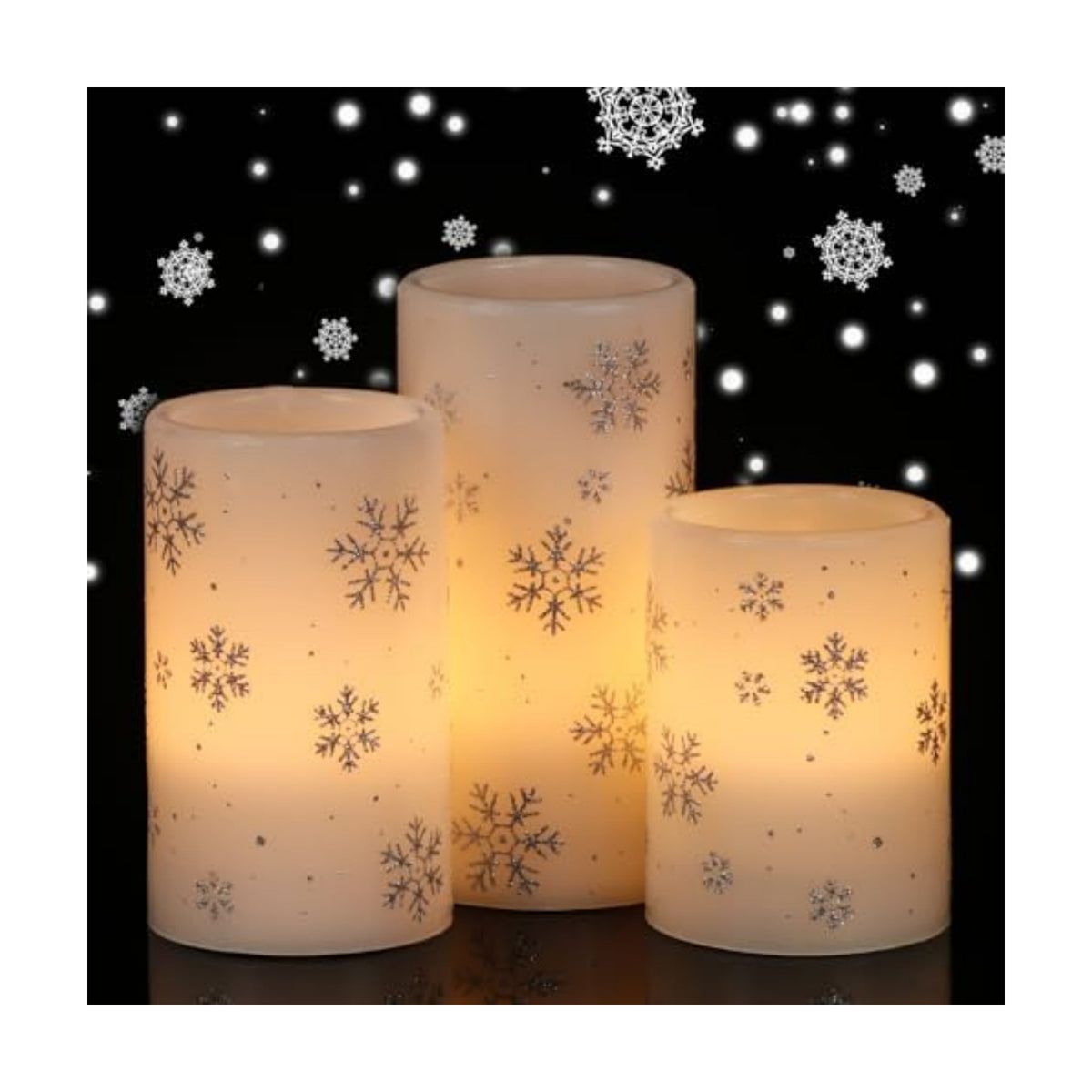 GenSwin Christmas Flameless Candles Battery Operated with Timer Snowflake
