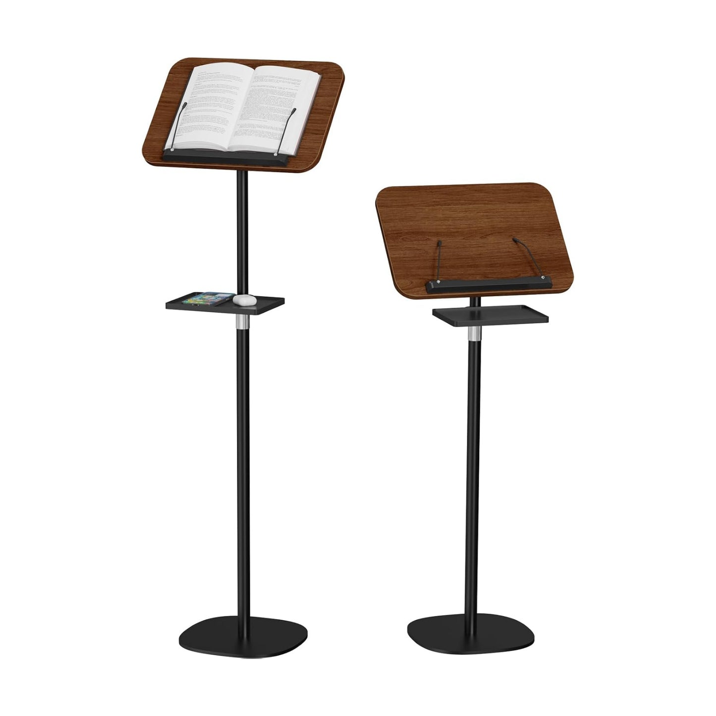 Snughome Floor Book Stand with Removable Tray, Wood Standing Book Stand for Reading, Height Adjustment 21"-51", Music