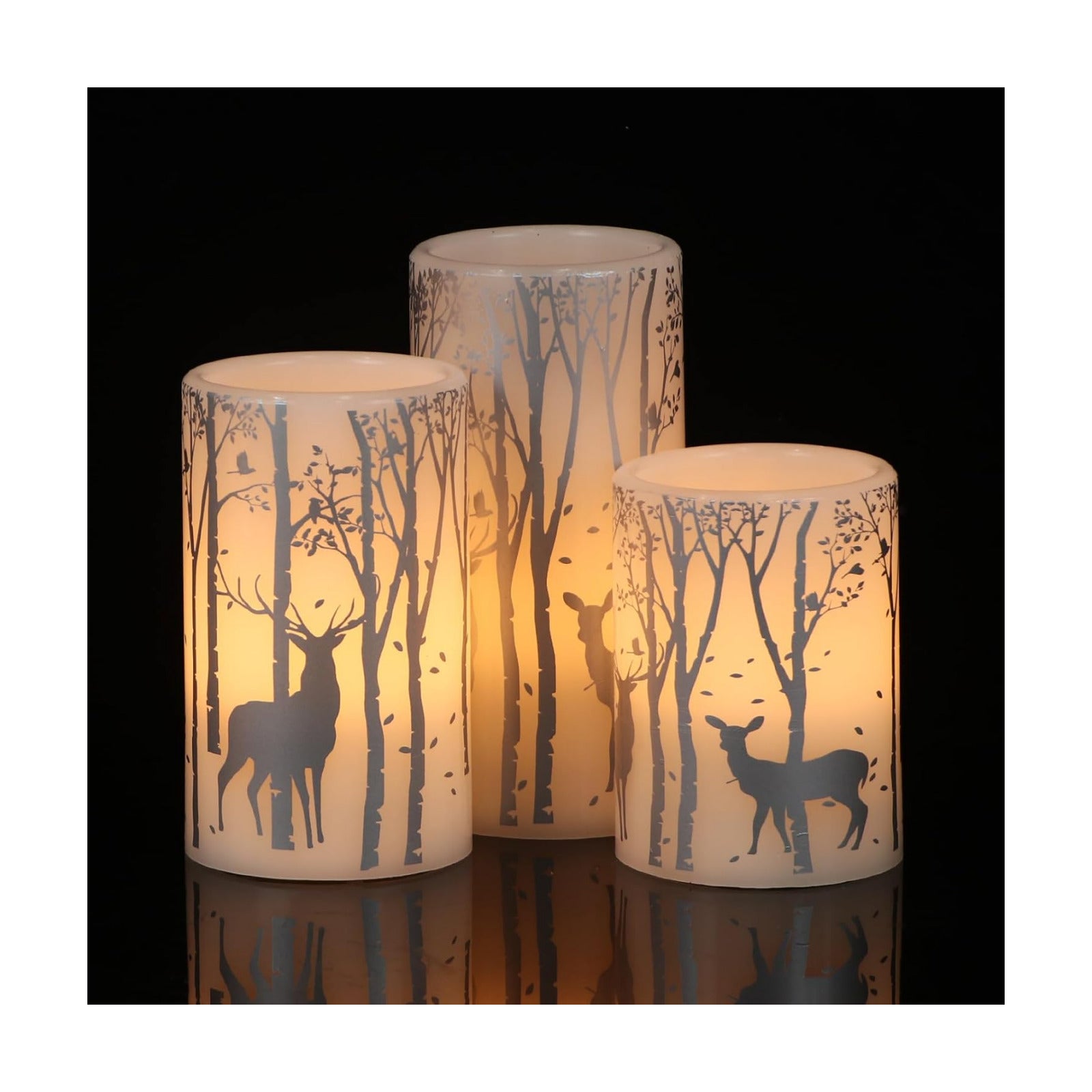 Silver Deer Flameless Candles Battery Operated with 6 Hour Timer | LED Pillar Candles Flickering, Real Wax Warm Light