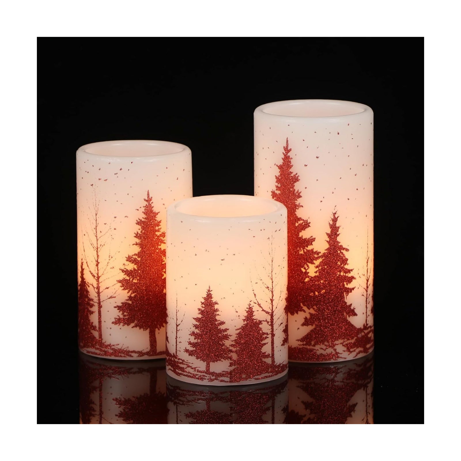 Christmas Tree Flameless Candles Battery Operated with 6H Timer | LED Pillar Candles Flickering, Real Wax Warm Light
