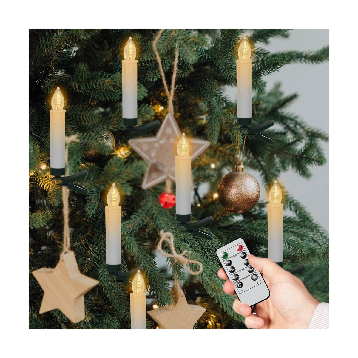 Wondise 30pcs Christmas Flameless Taper Candle Christmas Tree Lights