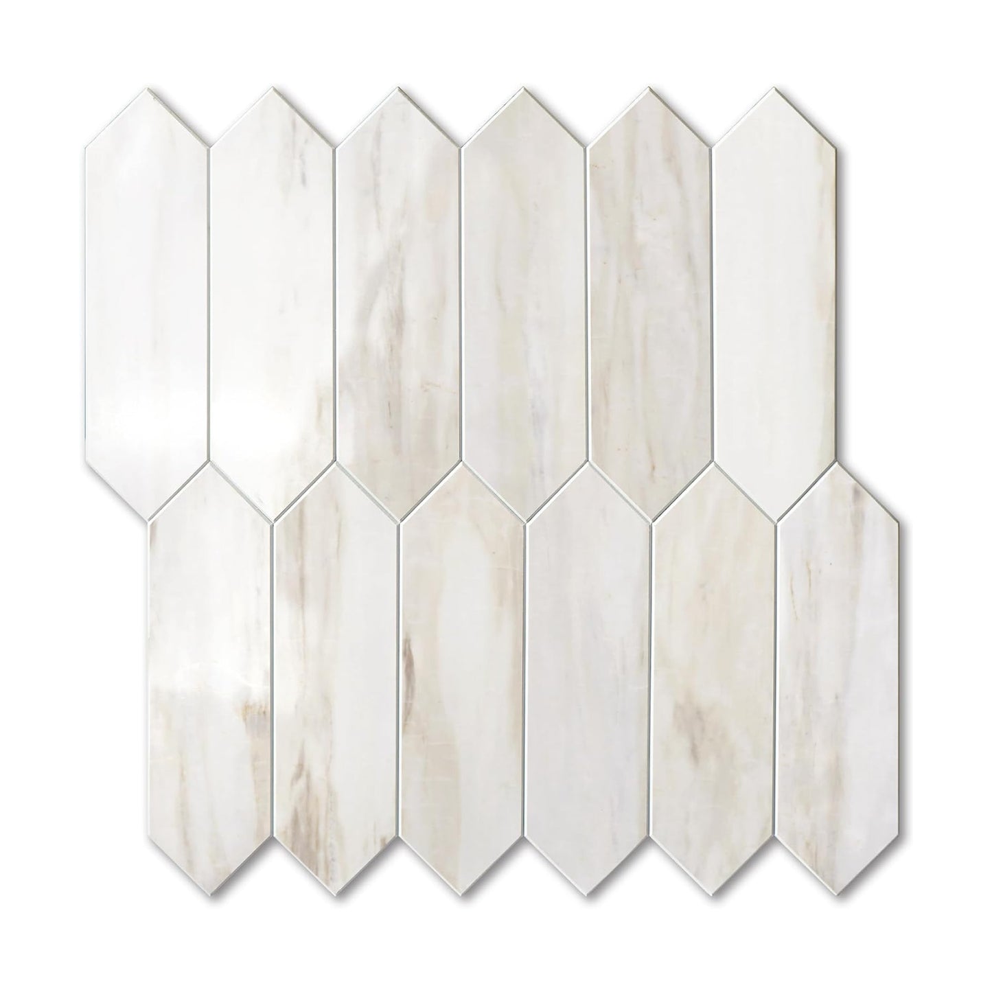 Glossy Wood Marble Grain Backsplash / Glossy Wood Marble Pinkish Grain / 12.8 x 12.8 / Set of 10