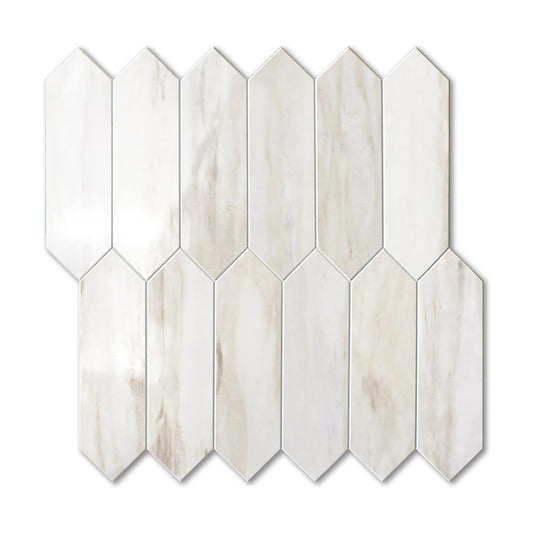 Glossy Wood Marble Grain Backsplash / Glossy Wood Marble Pinkish Grain / 12.8 x 12.8 / Set of 10