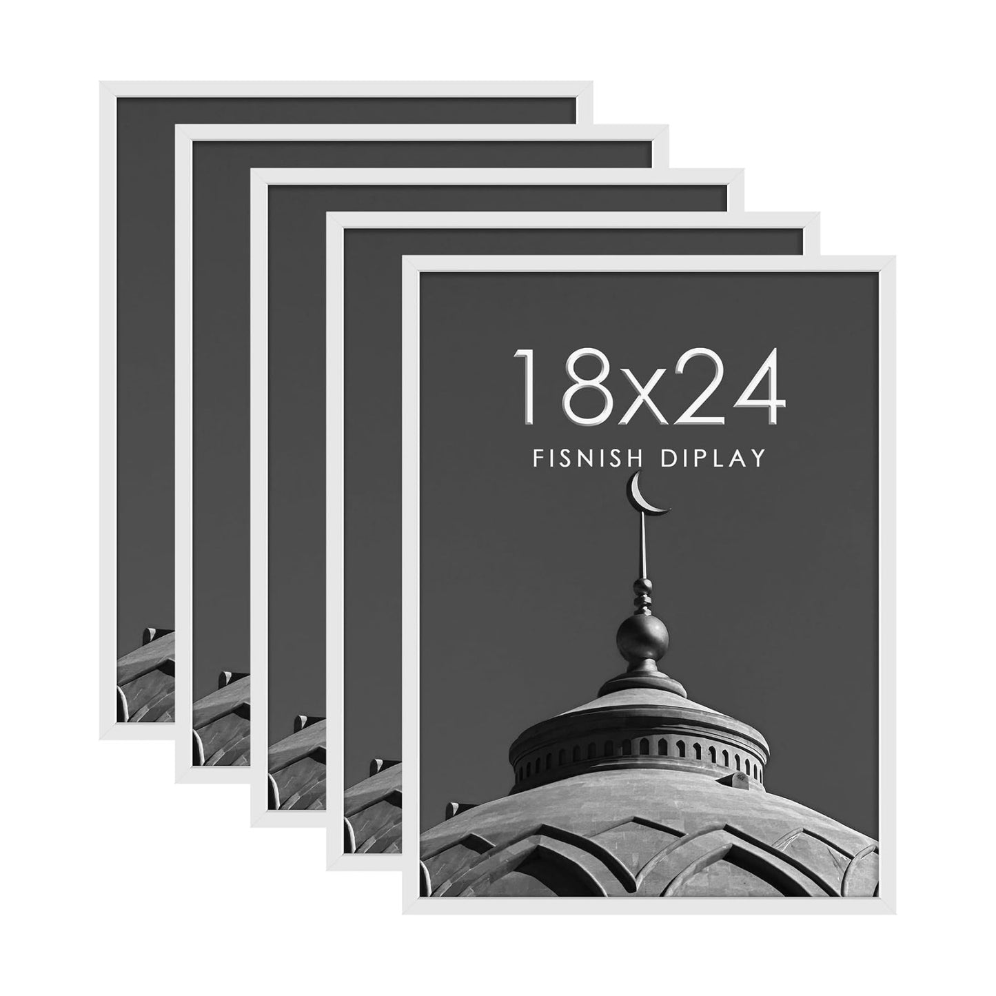 18x24 Frame 5 Pack, White Poster Frames 18 x 24 for Horizontal or Vertical Wall Mounting