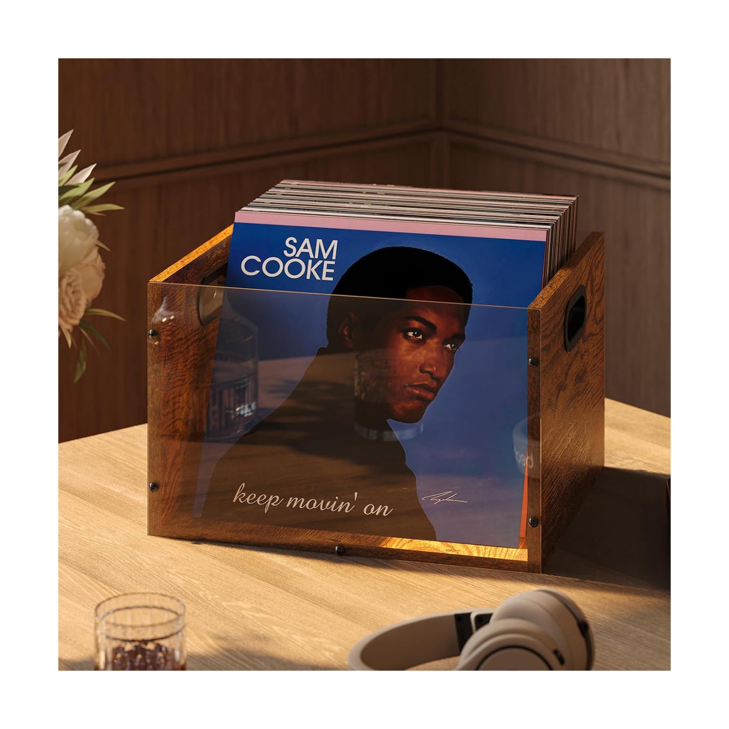 X-cosrack Acrylic Vinyl Record Storage Crate, Visible Record Holder Crate, Classic Cube Album Storage Box, Record Shelf