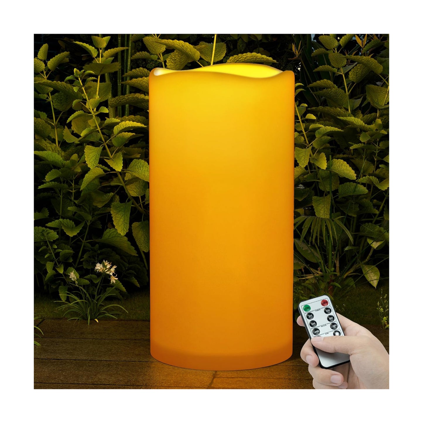 Outdoor Flameless Candles 6" x 12" Extra Large Battery-Operated Candles | LED Flickering Pillar Candles, Waterproof