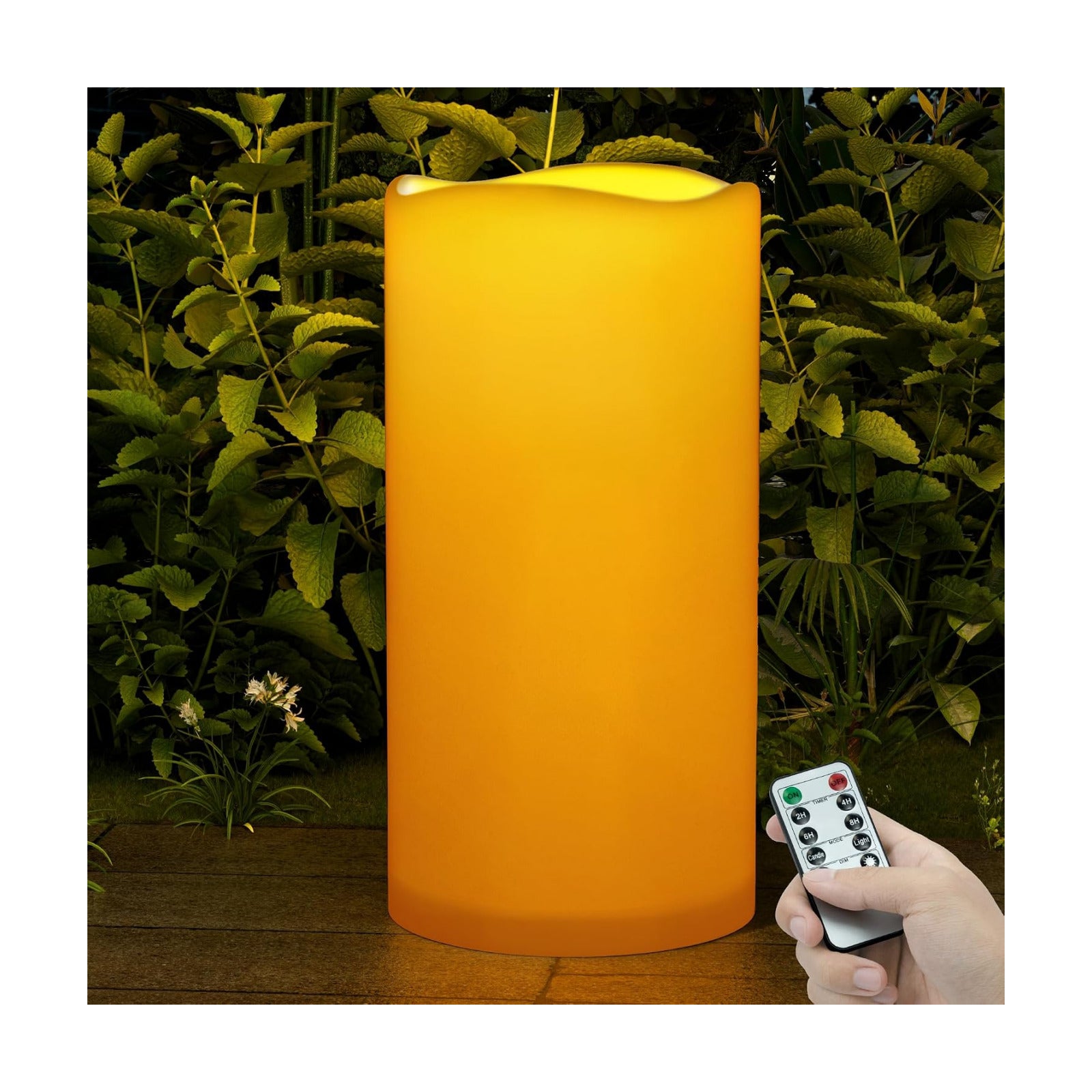 Outdoor Flameless Candles 6" x 12" Extra Large Battery-Operated Candles | LED Flickering Pillar Candles, Waterproof