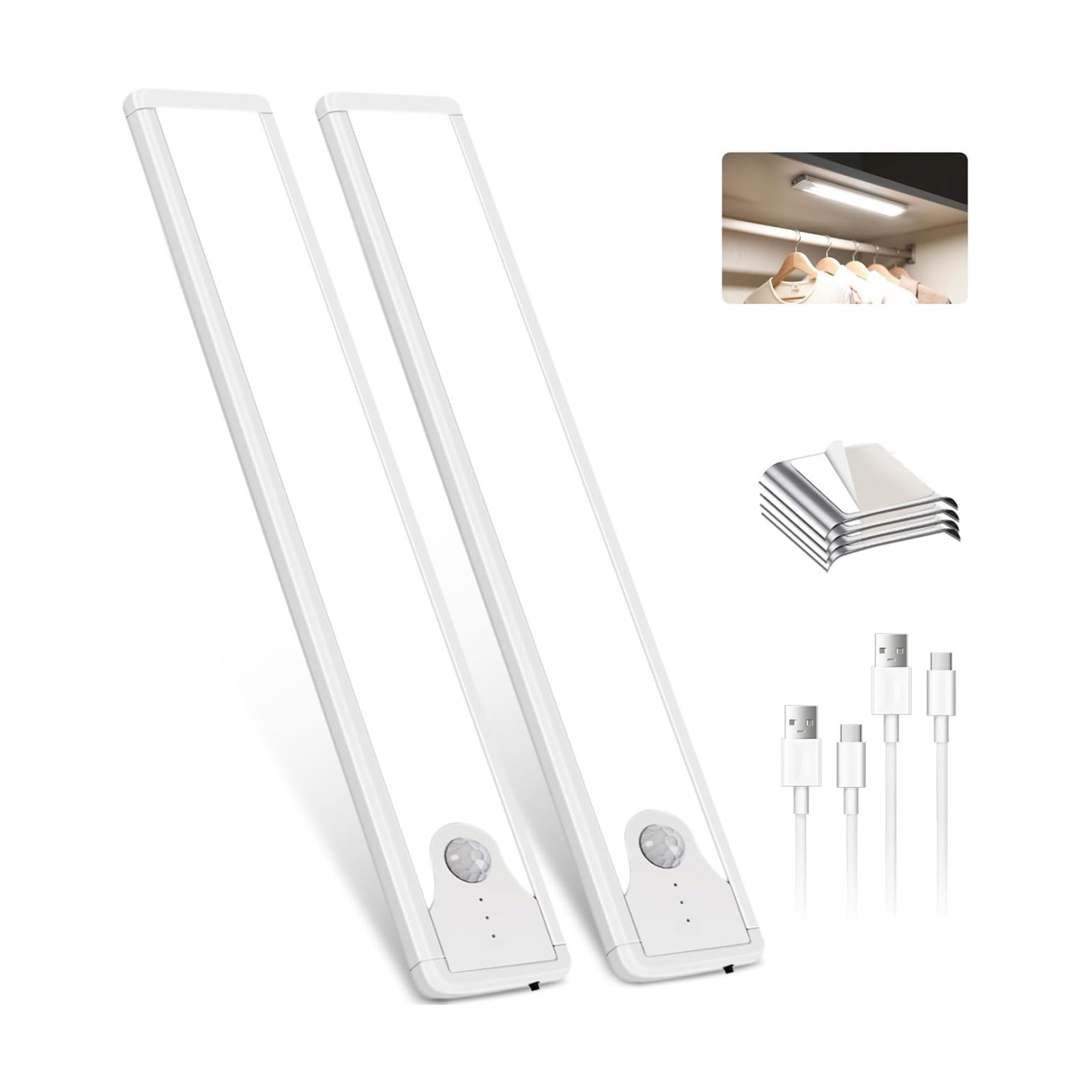 16 Inch Under Cabinet Lighting, Motion Sensor Rechargeable LED Dimmable | Under Counter Cabinet Light 83 LED USB