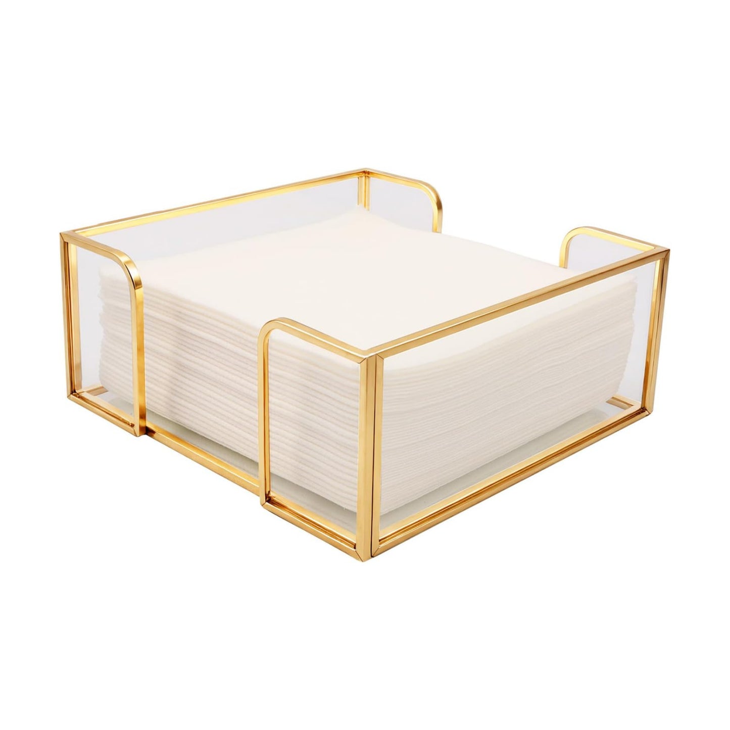 Glass Napkin Holders / 5.7 x 5.7 / Gold