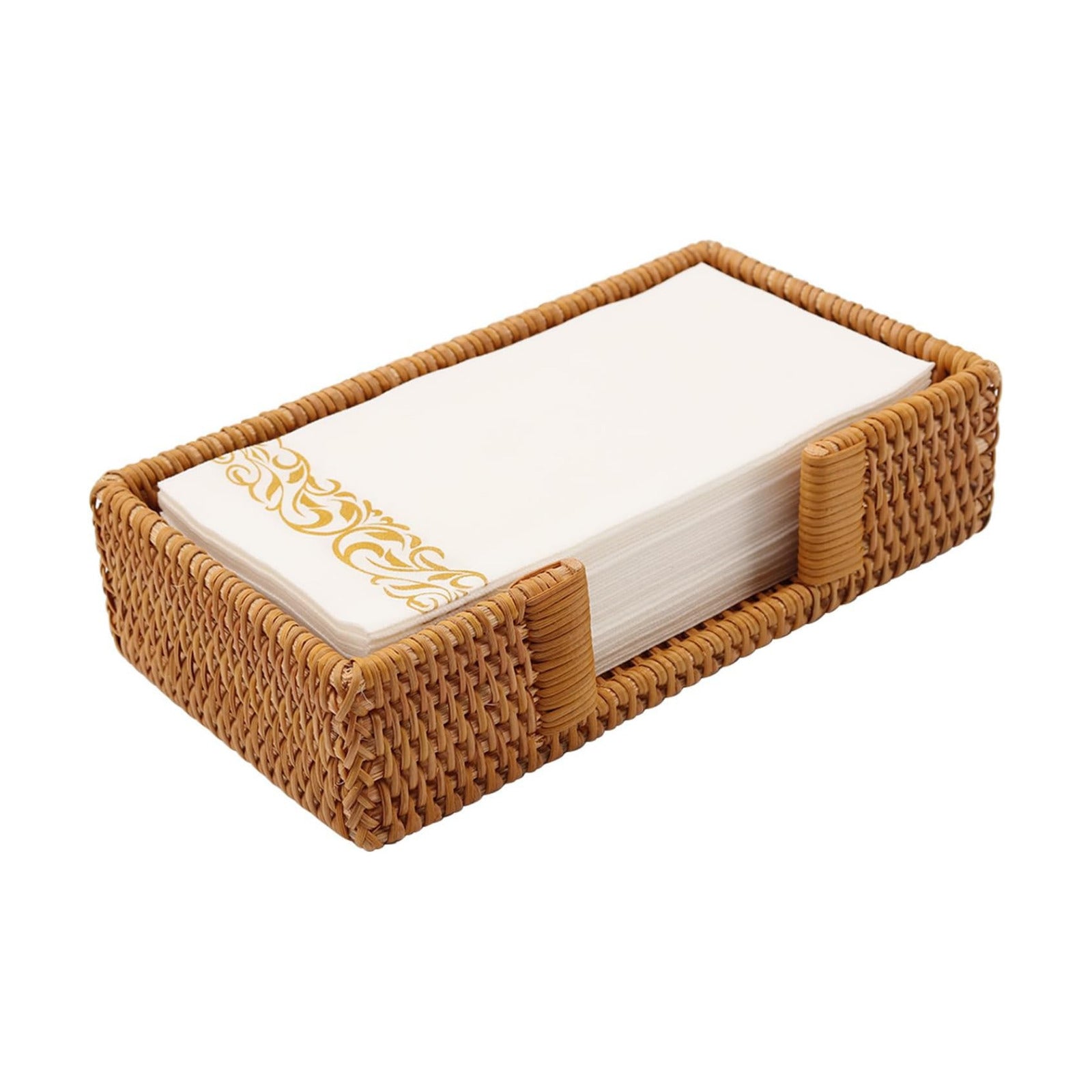Wicker Bathroom Napkin Holder Tray / Natural / Rattan