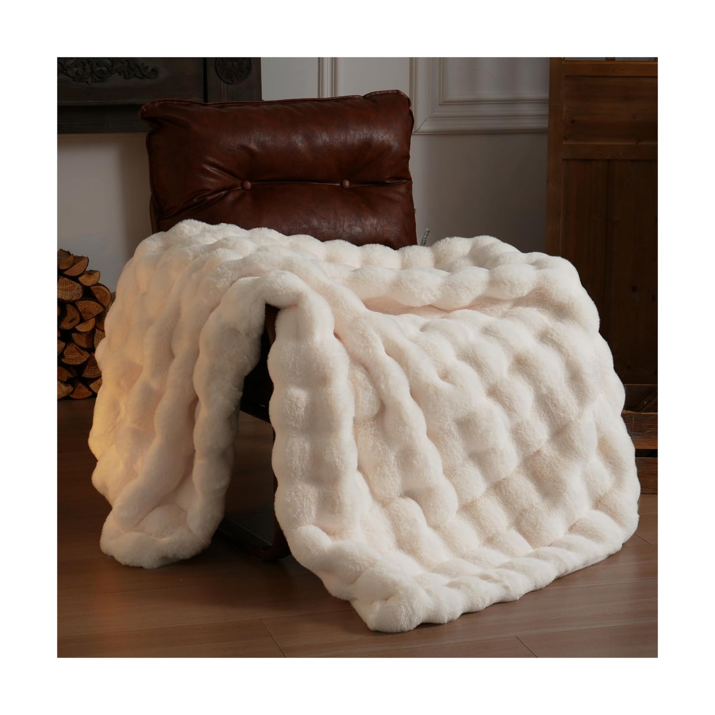 BENVWE Faux Fur Throw Blanket for Couch - Thickened Fluffy Soft Bubble Blanket for Living Room Home Decor - Mothers Day