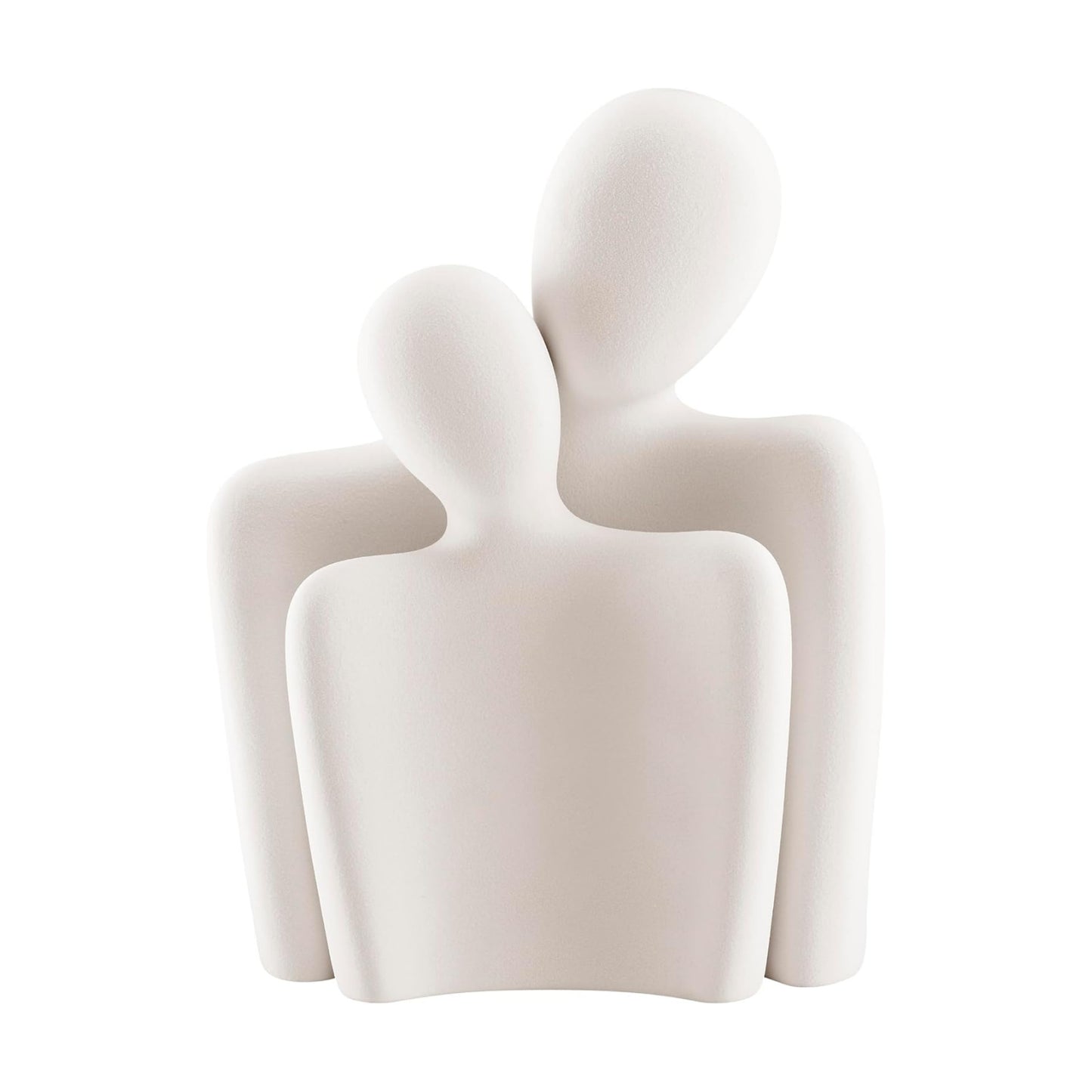 . Hans Abstract Nesting Two Piece Couple Decorative Accent Matte Ceramic Sculpture Figure / Cream