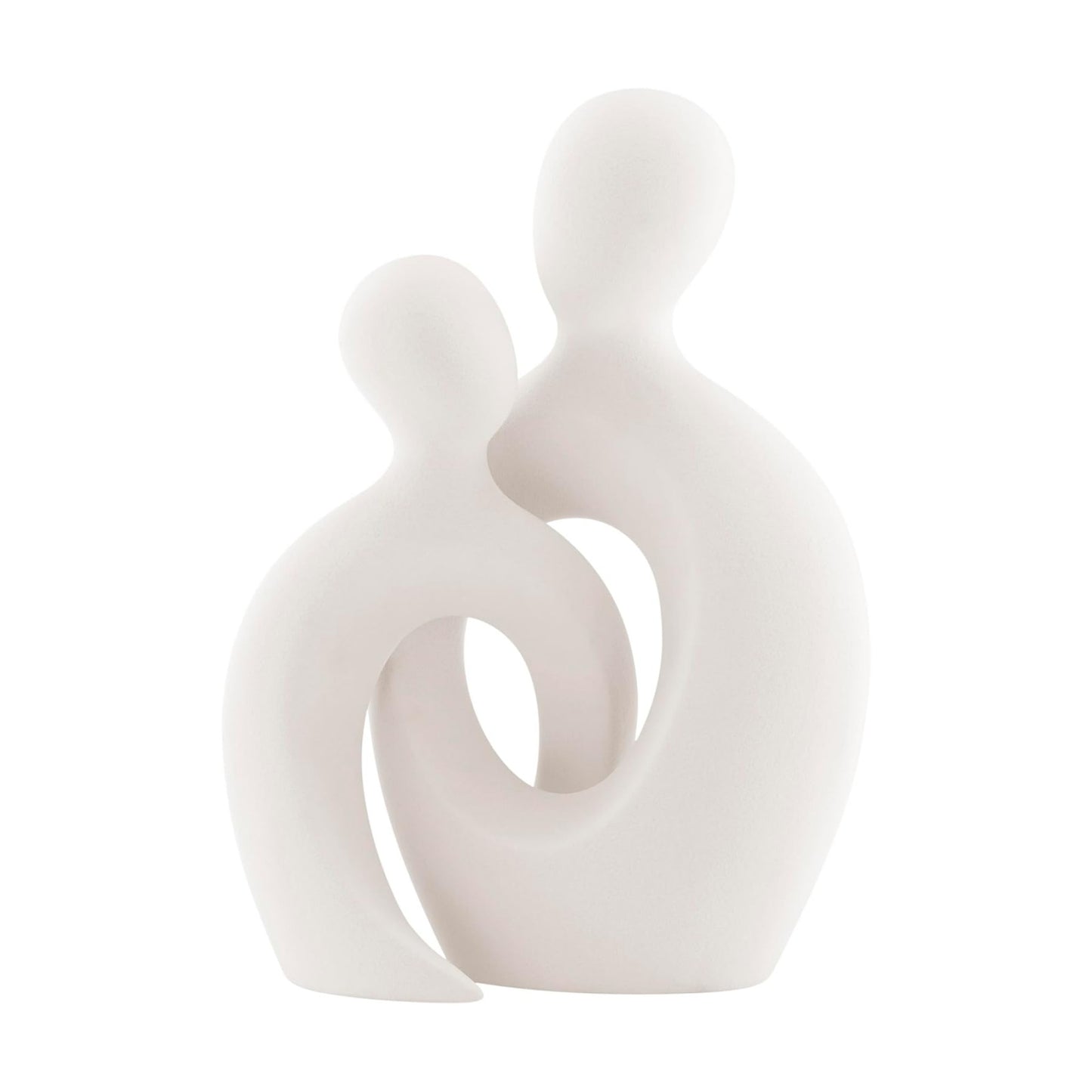 . Hans Abstract Intersecting Circle Tender Couple Decorative Accent Matte Ceramic Sculpture / Cream