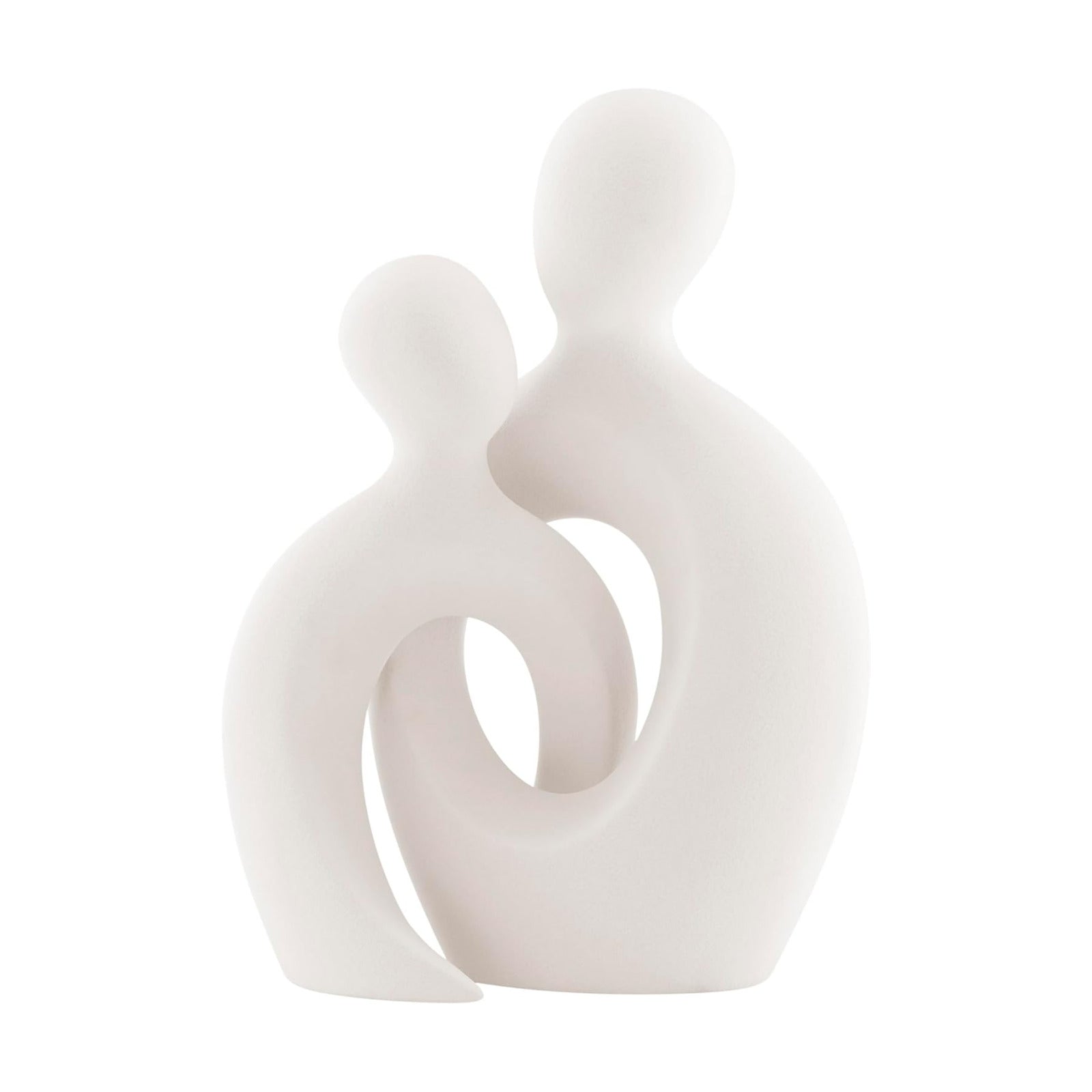 . Hans Abstract Intersecting Circle Tender Couple Decorative Accent Matte Ceramic Sculpture / Cream