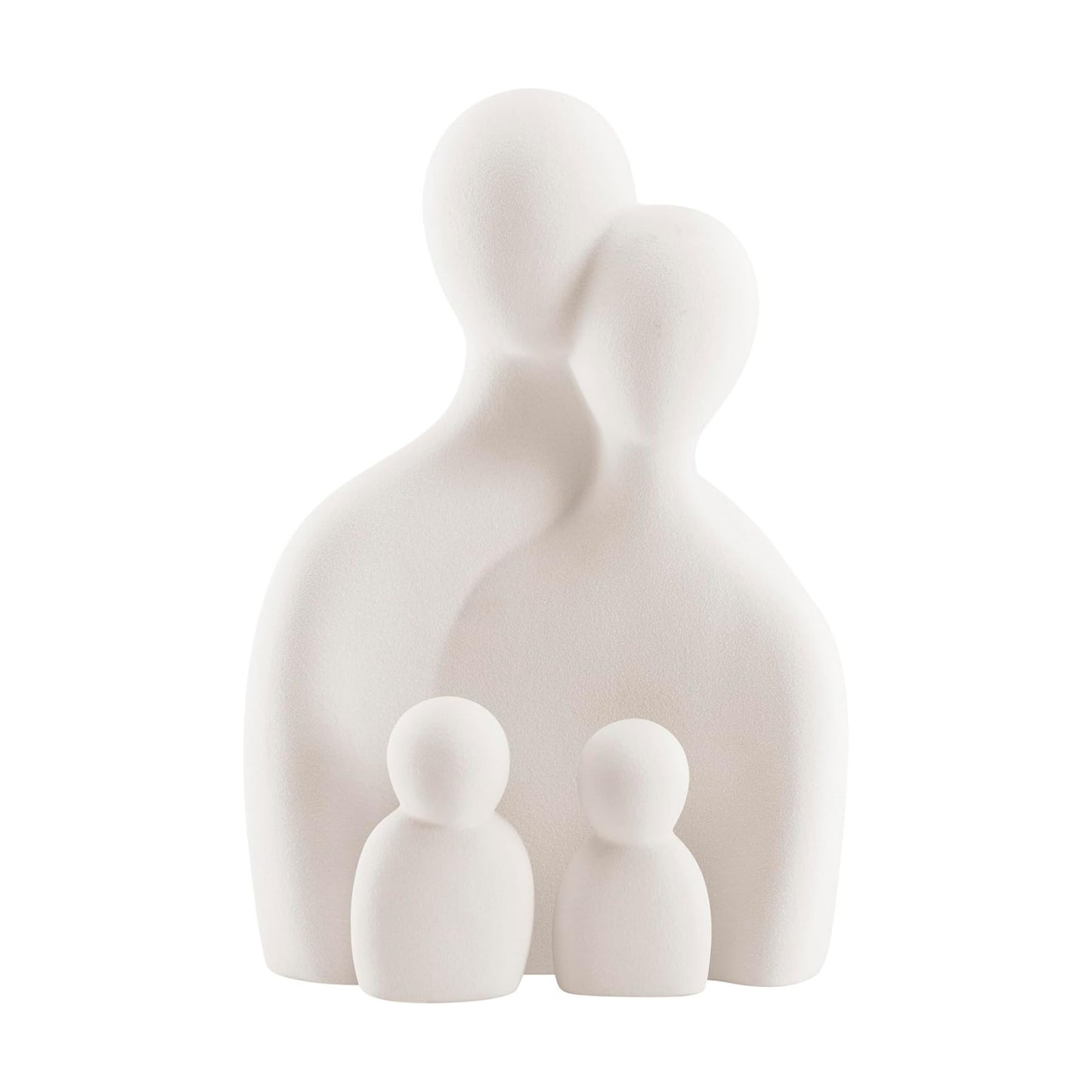 . Hans Abstract Nesting Three Piece Family of 4 Decorative Accent Matte Ceramic Sculpture / Cream