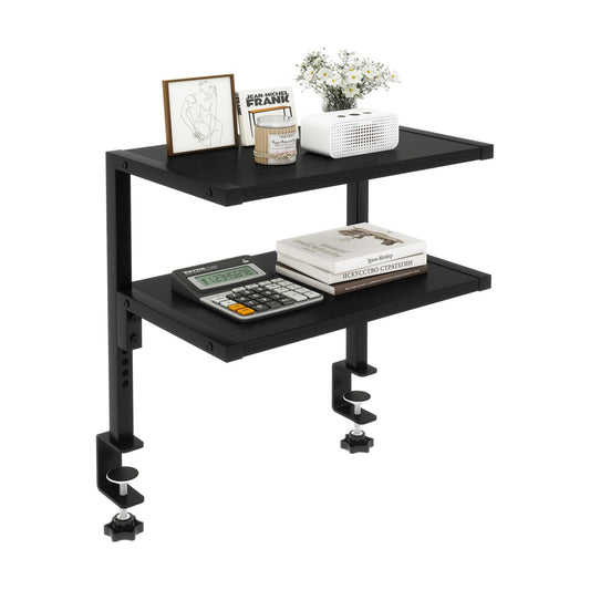 IBUYKE Clamp on Desk Organizer Shelf,Desk Extender Shelves UTMZ007B | 12.9 inches,2-Tier Adjustable Storage Shelves