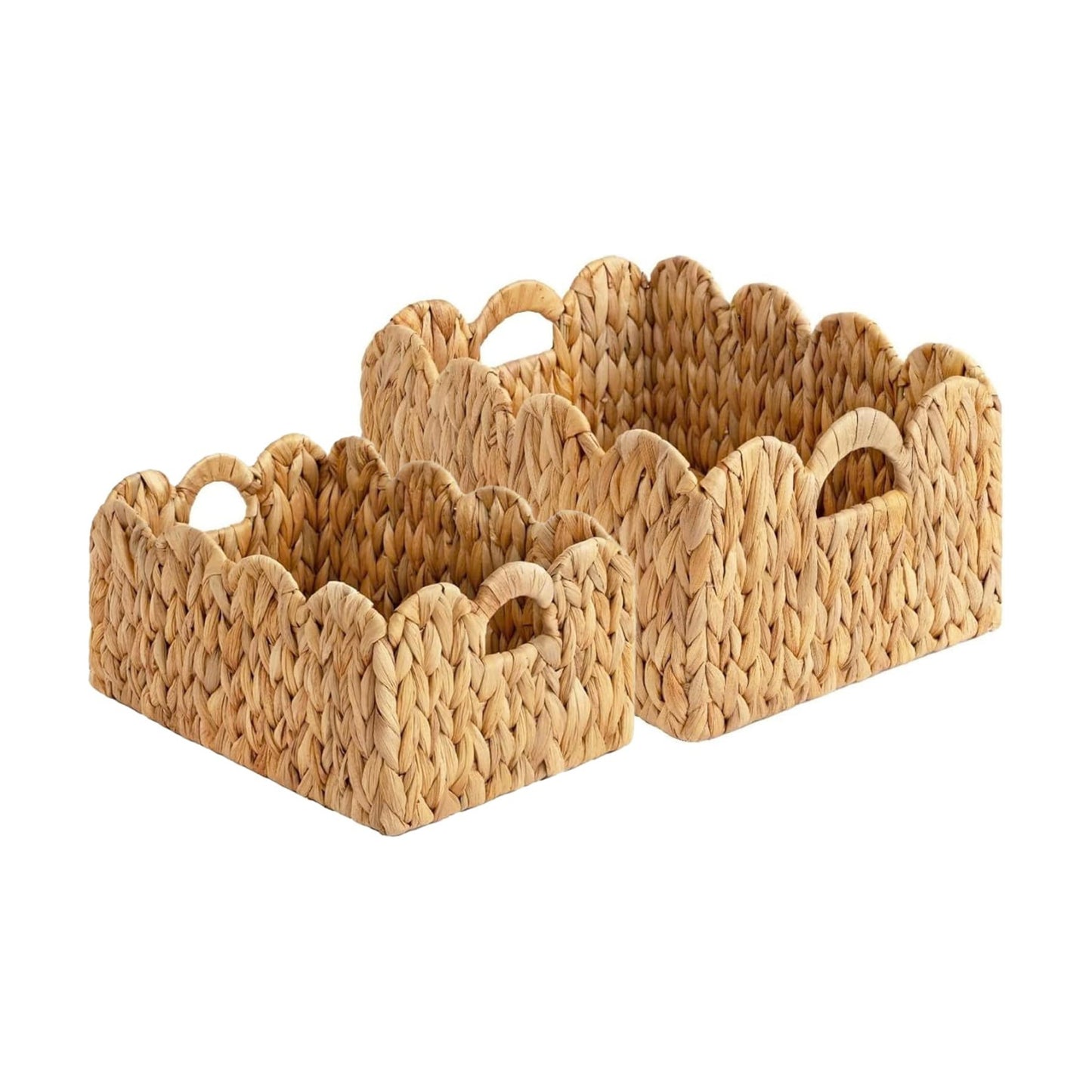 Scalloped Edge Wicker Storage Basket / Set of 2