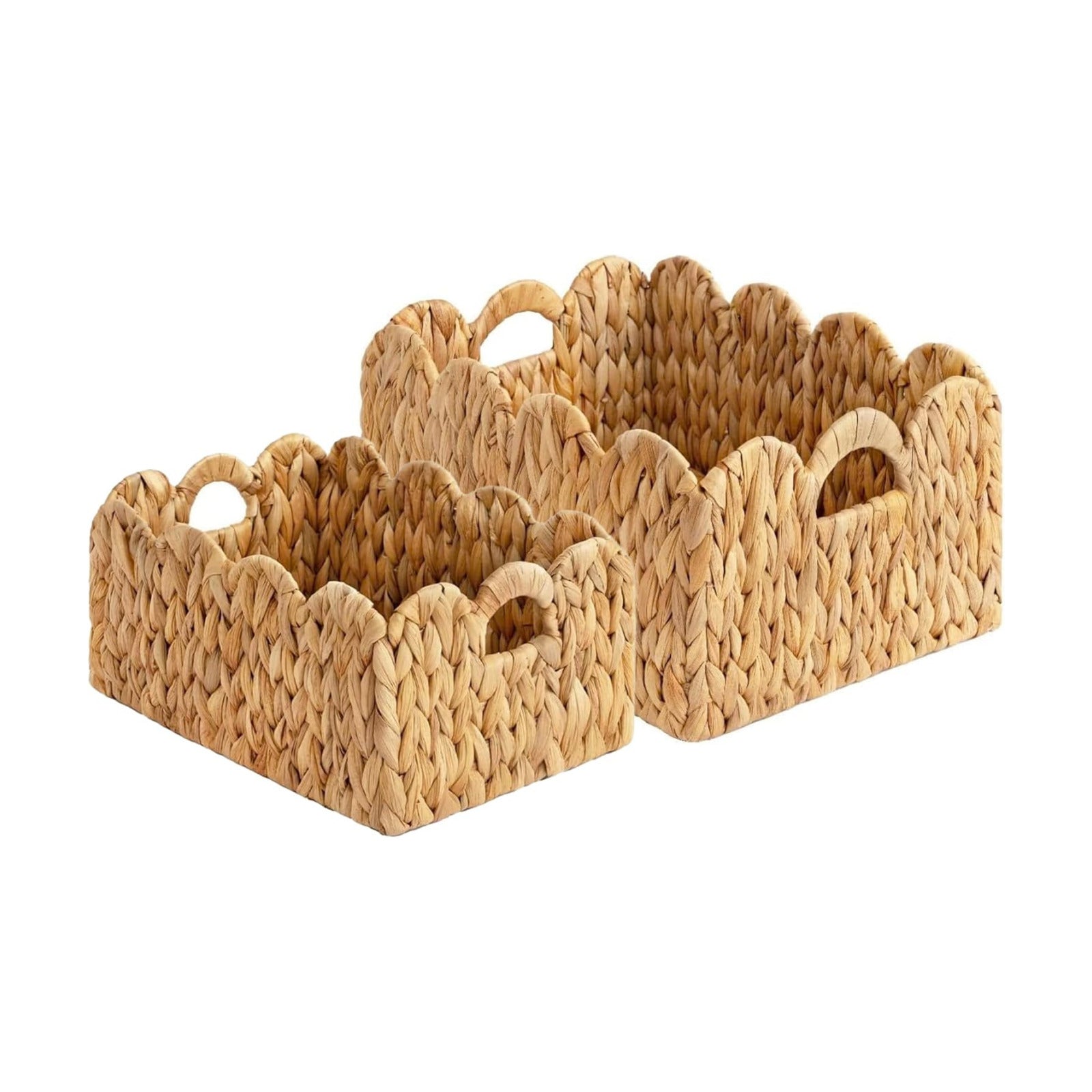 Scalloped Edge Wicker Storage Basket / Set of 2