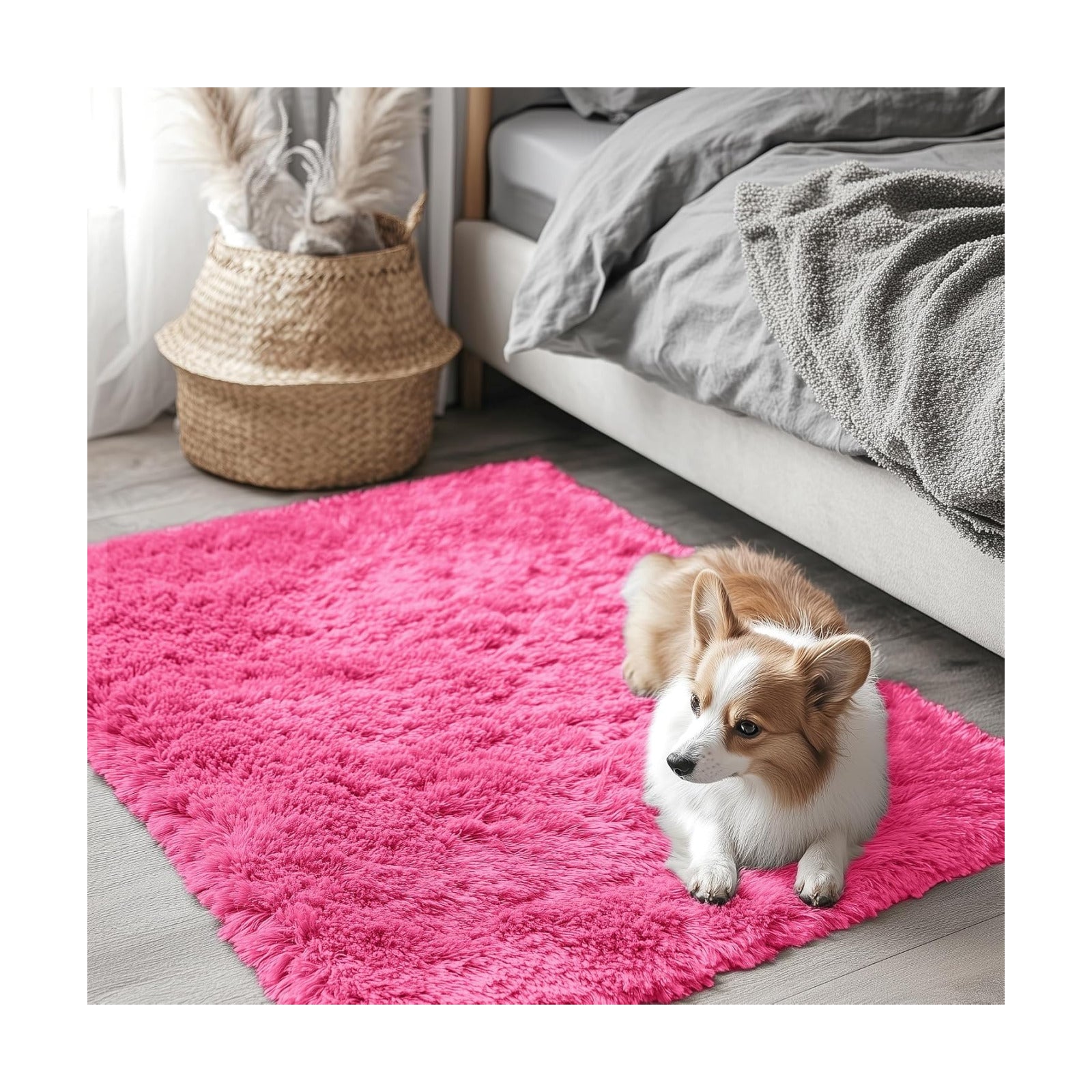 OLANLY 2x3 Machine Washable Small Bedside Rug, Soft Fluffy Shaggy Entryway Throw Rugs for Bedroom, Living Room, Indoor