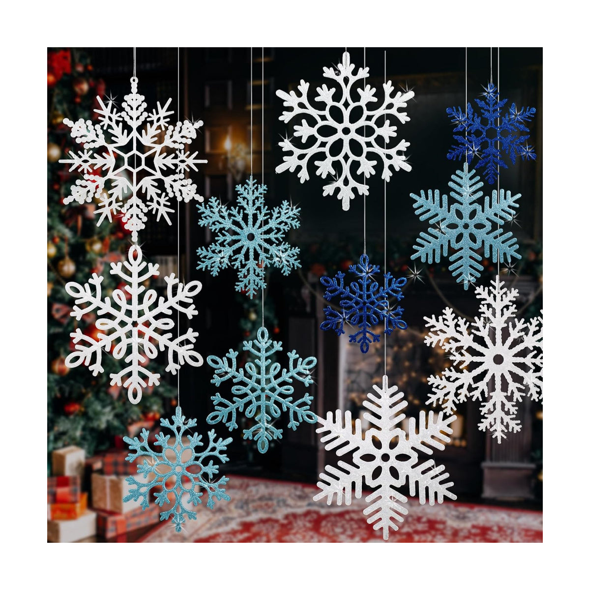12 Inch Hanging Snowflake Decorations, Large Snowflakes Ornaments