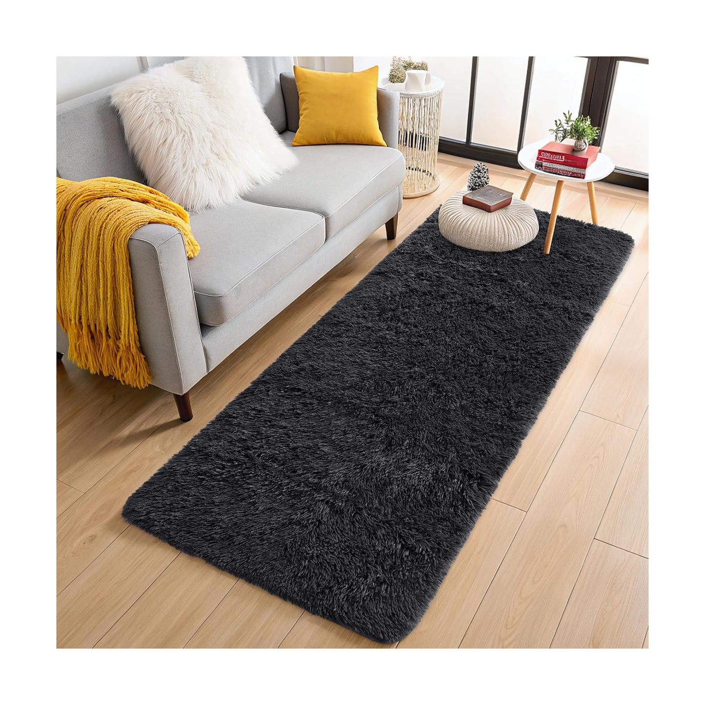 OLANLY 2x5 Machine Washable Runner Rugs for Hallway, Soft Fluffy Shaggy Bedside Rugs for Bedroom, Living Room, Indoor
