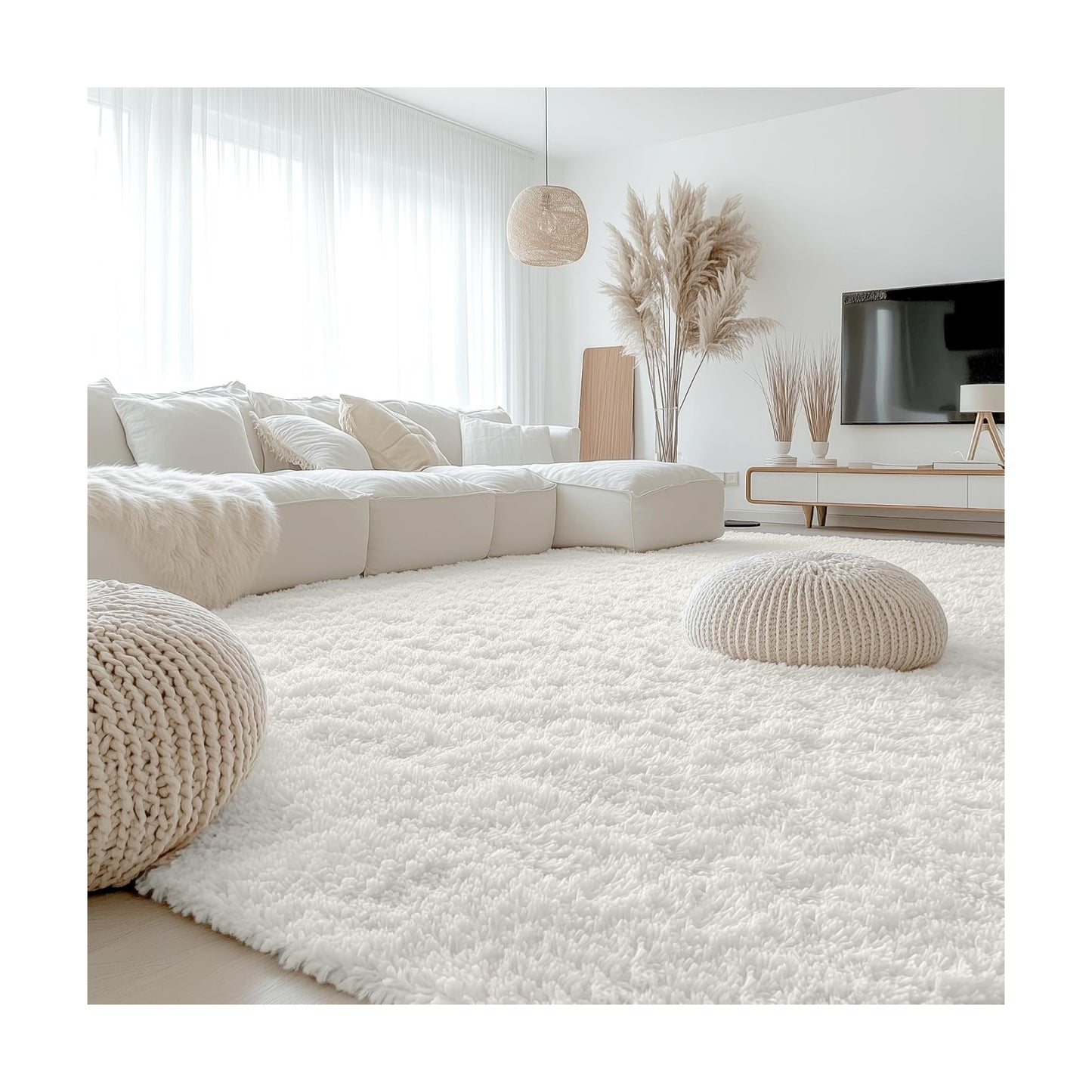 OLANLY 9x12 Machine Washable Large Area Rugs for Living Room, Bedroom, Soft Fluffy Shaggy Bedside Rug, Indoor Floor