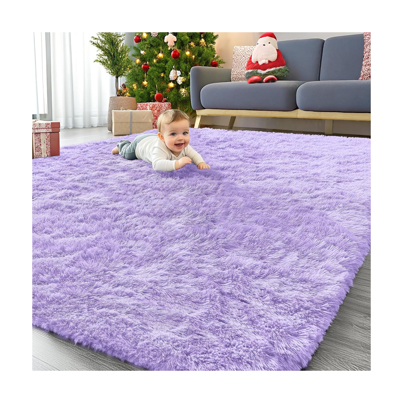 OLANLY 6x9 Machine Washable Large Area Rugs for Living Room, Bedroom, Soft Fluffy Shaggy Bedside Rug, Indoor Floor