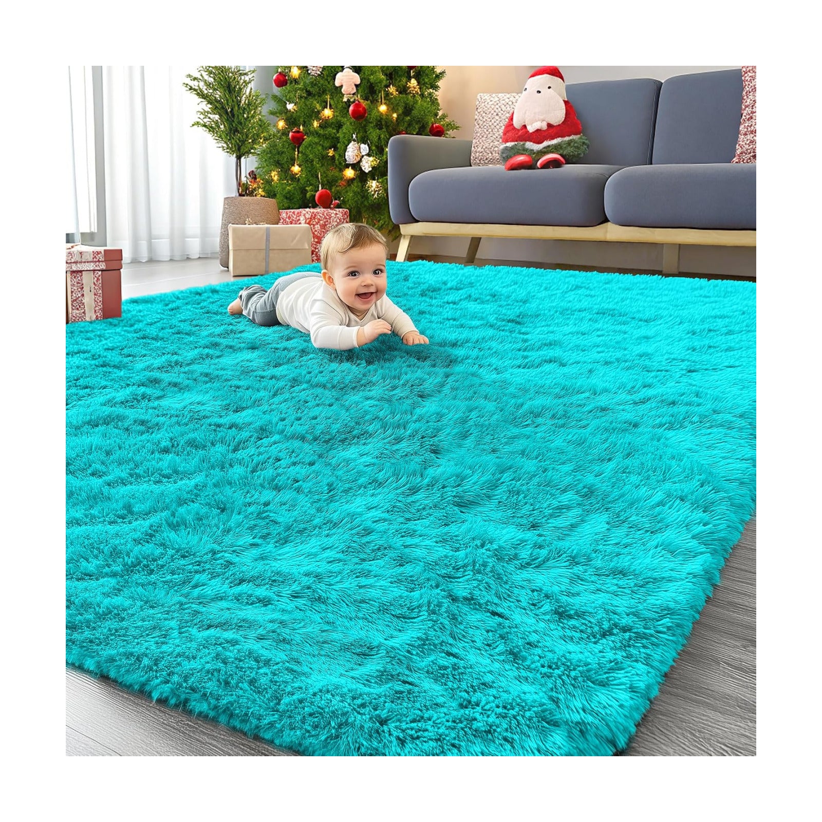 OLANLY 6x9 Machine Washable Large Area Rugs for Living Room, Bedroom, Soft Fluffy Shaggy Bedside Rug, Indoor Floor