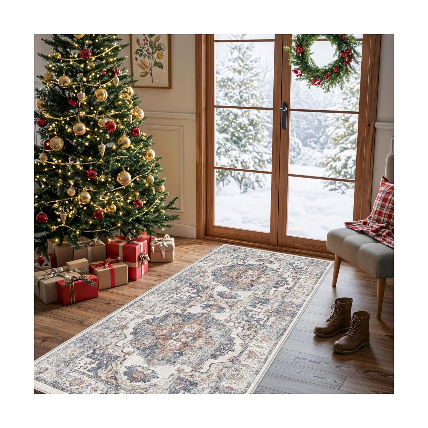 Hallway Washable Runner Rug - 2x6 Kitchen Rugs Entryway Rug Runner Vintage Soft Floor Mat Non Slip Indoor Farmhouse