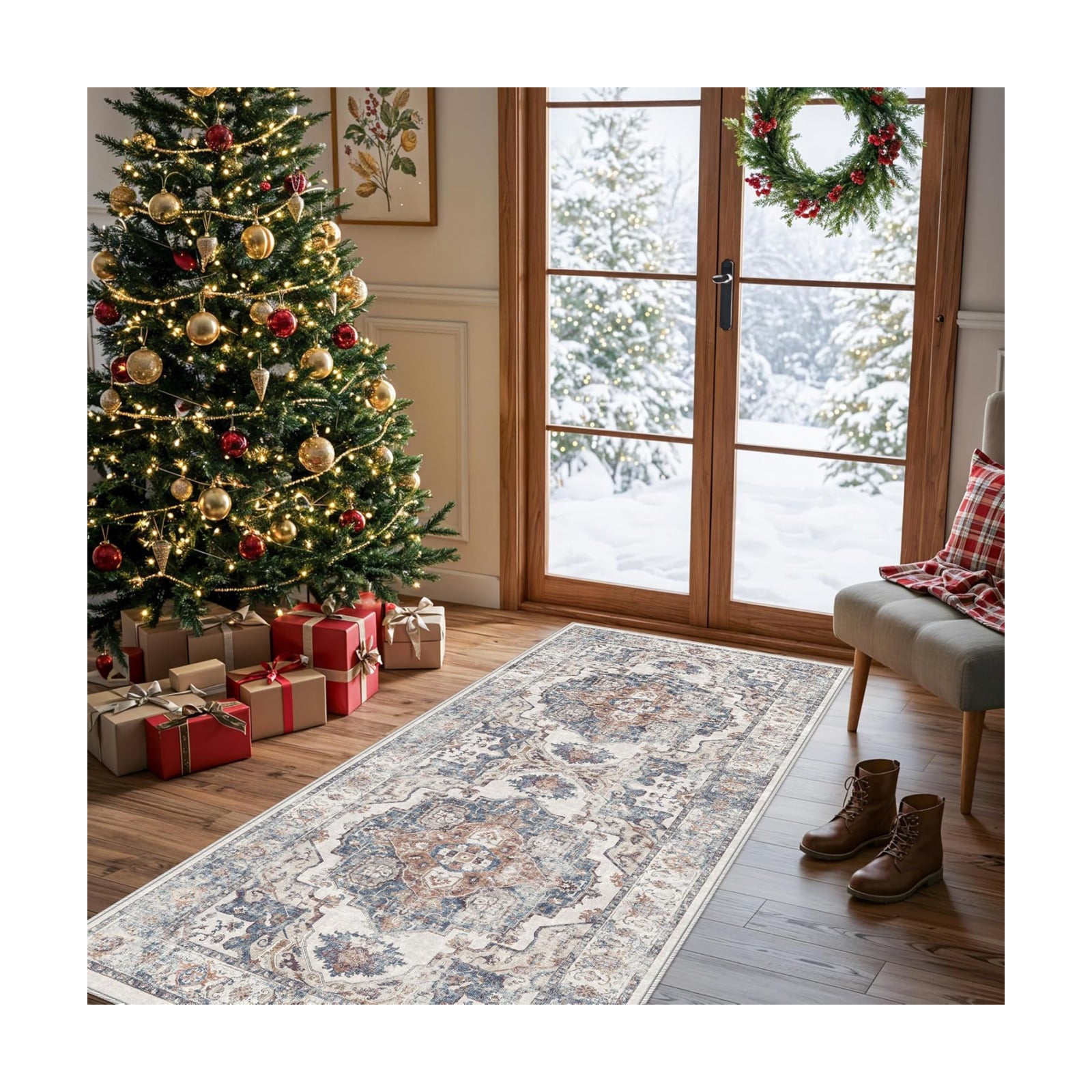 Hallway Washable Runner Rug - 2x6 Kitchen Rugs Entryway Rug Runner Vintage Soft Floor Mat Non Slip Indoor Farmhouse
