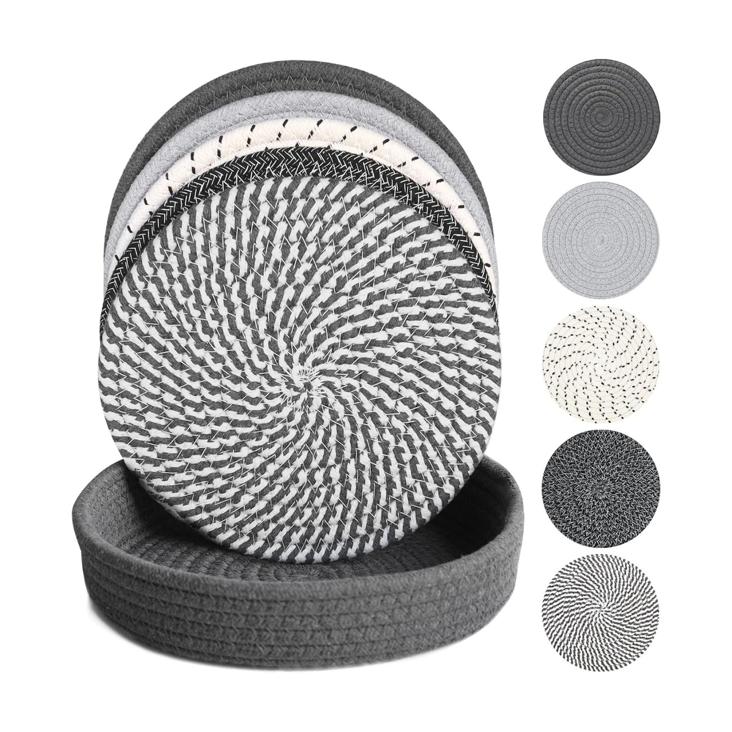10 Inch Trivets for Hot Dishes, Hot Pots and Pans, 5 Pcs | Comes with Storage Basket, Extra Large Thick Heat Resistant