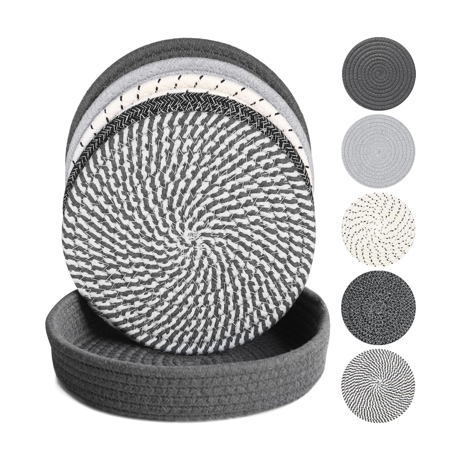 10 Inch Trivets for Hot Dishes, Hot Pots and Pans, 5 Pcs | Comes with Storage Basket, Extra Large Thick Heat Resistant