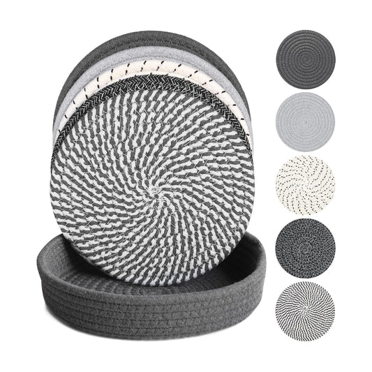 10 Inch Trivets for Hot Dishes, Hot Pots and Pans, 5 Pcs | Comes with Storage Basket, Extra Large Thick Heat Resistant