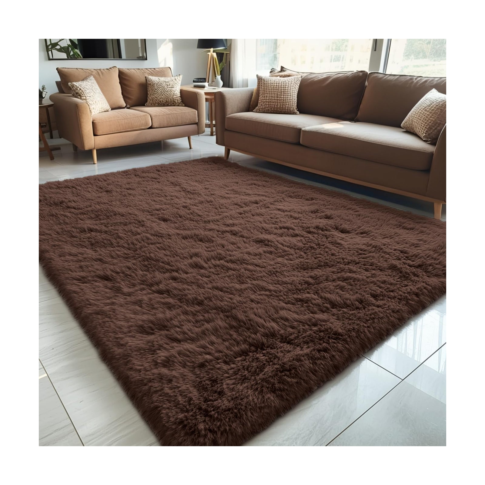 OLANLY 5x7 Machine Washable Large Area Rugs for Living Room, Bedroom, Soft Fluffy Shaggy Bedside Rug, Indoor Floor