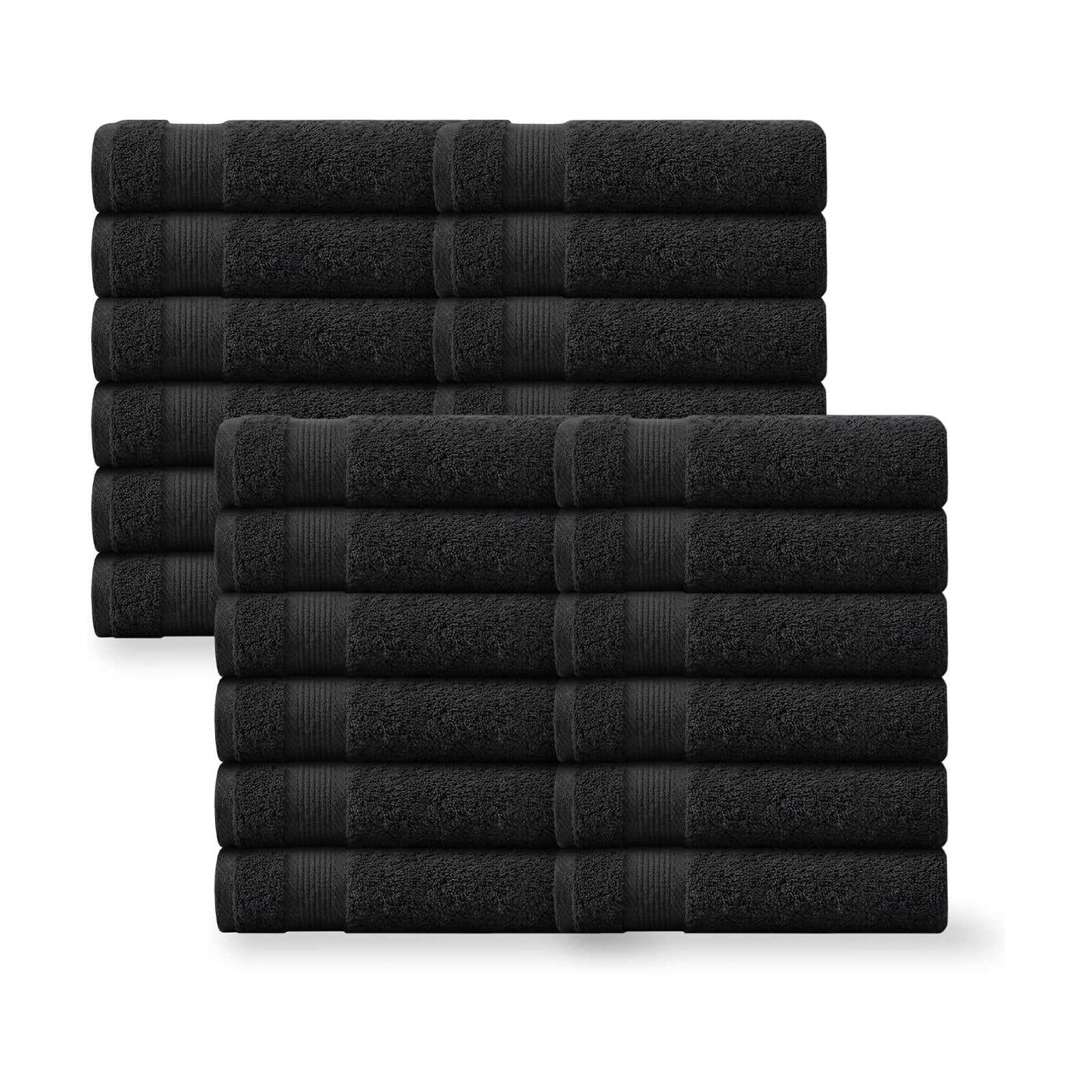 Linteum Textile Supply Black Bleach Proof Premium Hand Towels for Bathroom 16x27 Inches 100% Cotton Zero Twist Quick