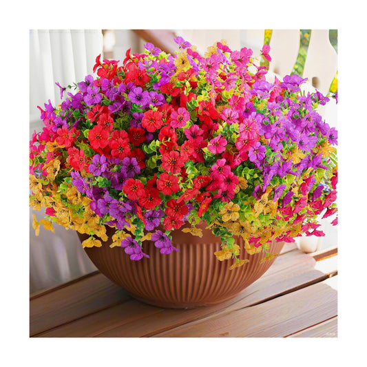 36 Bundles Artificial Flowers Outdoors UV Resistant Fake / Red, Purple, Yellow, Rose Red / Set of 36