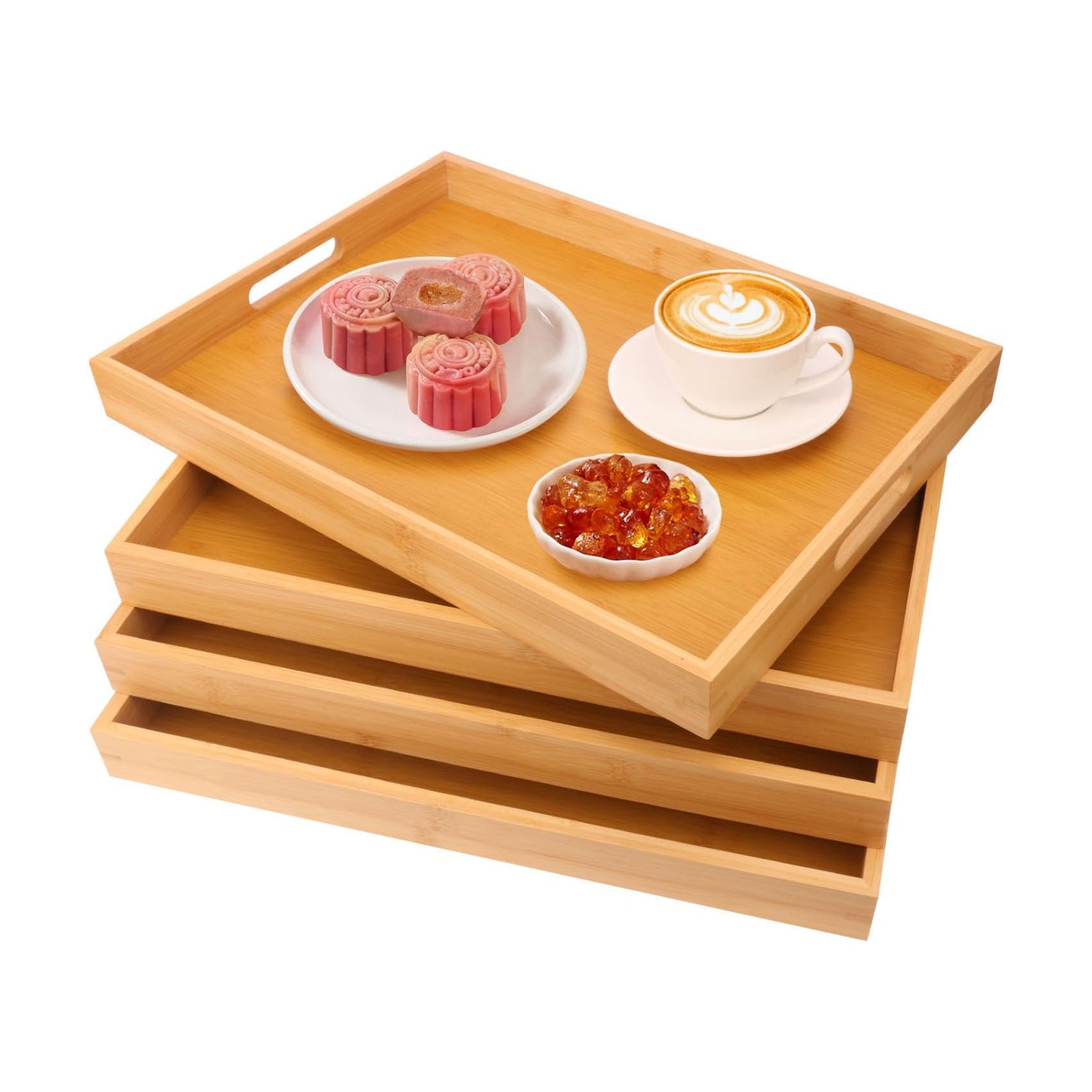 Wooden Dinner Tray / 18 x 13 / Set of 4