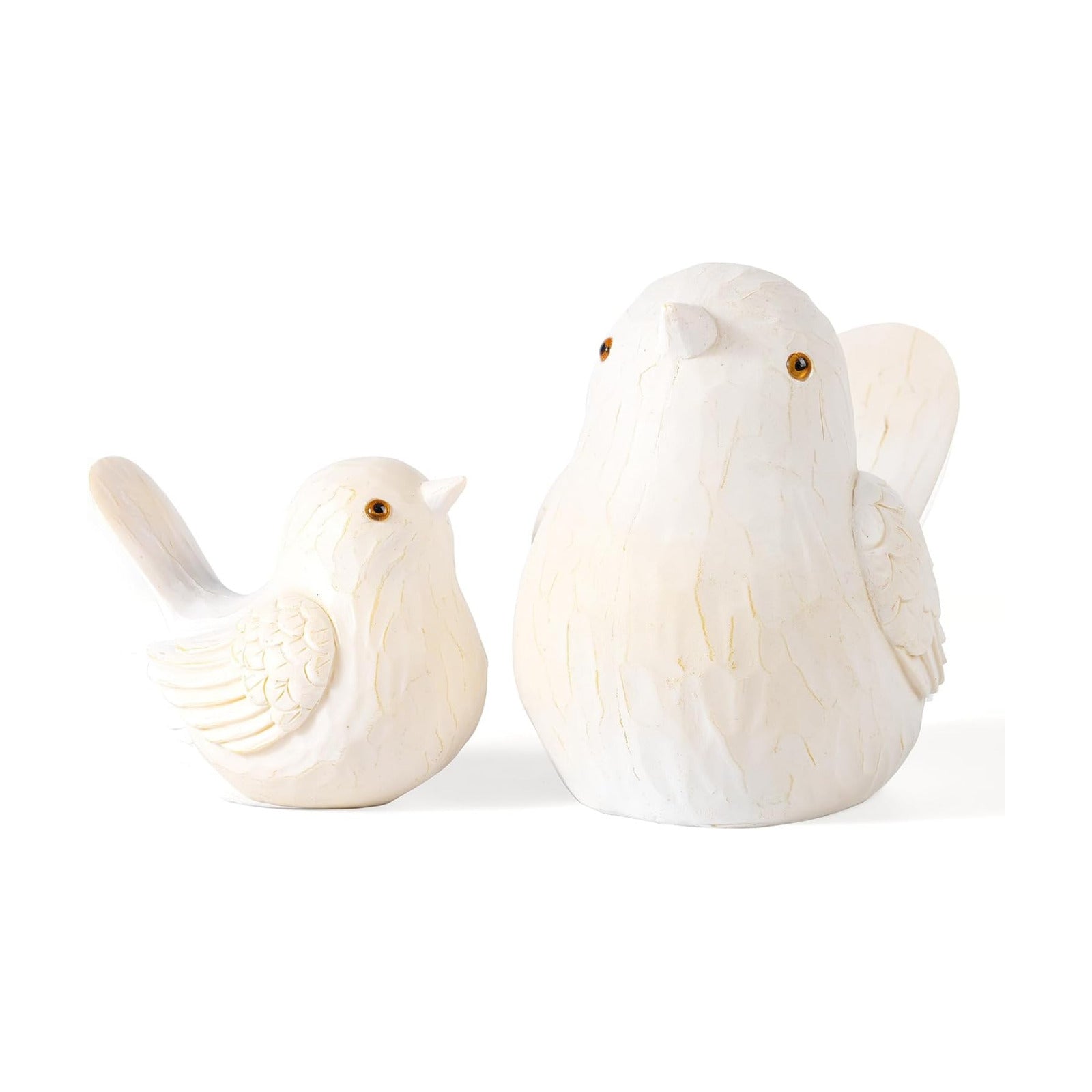 Birds Figurines / Resin Bird Statues Home Decor / 1B & 1S / White