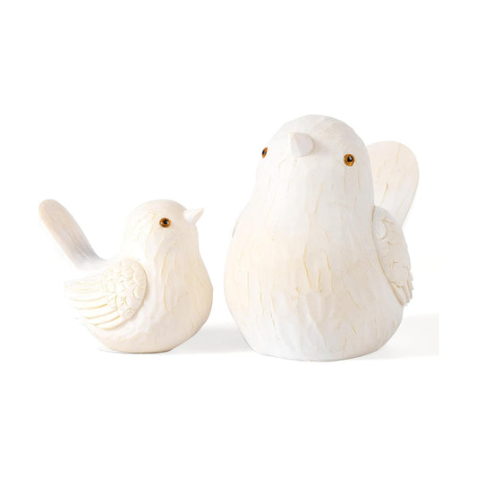 Birds Figurines / Resin Bird Statues Home Decor / 1B & 1S / White