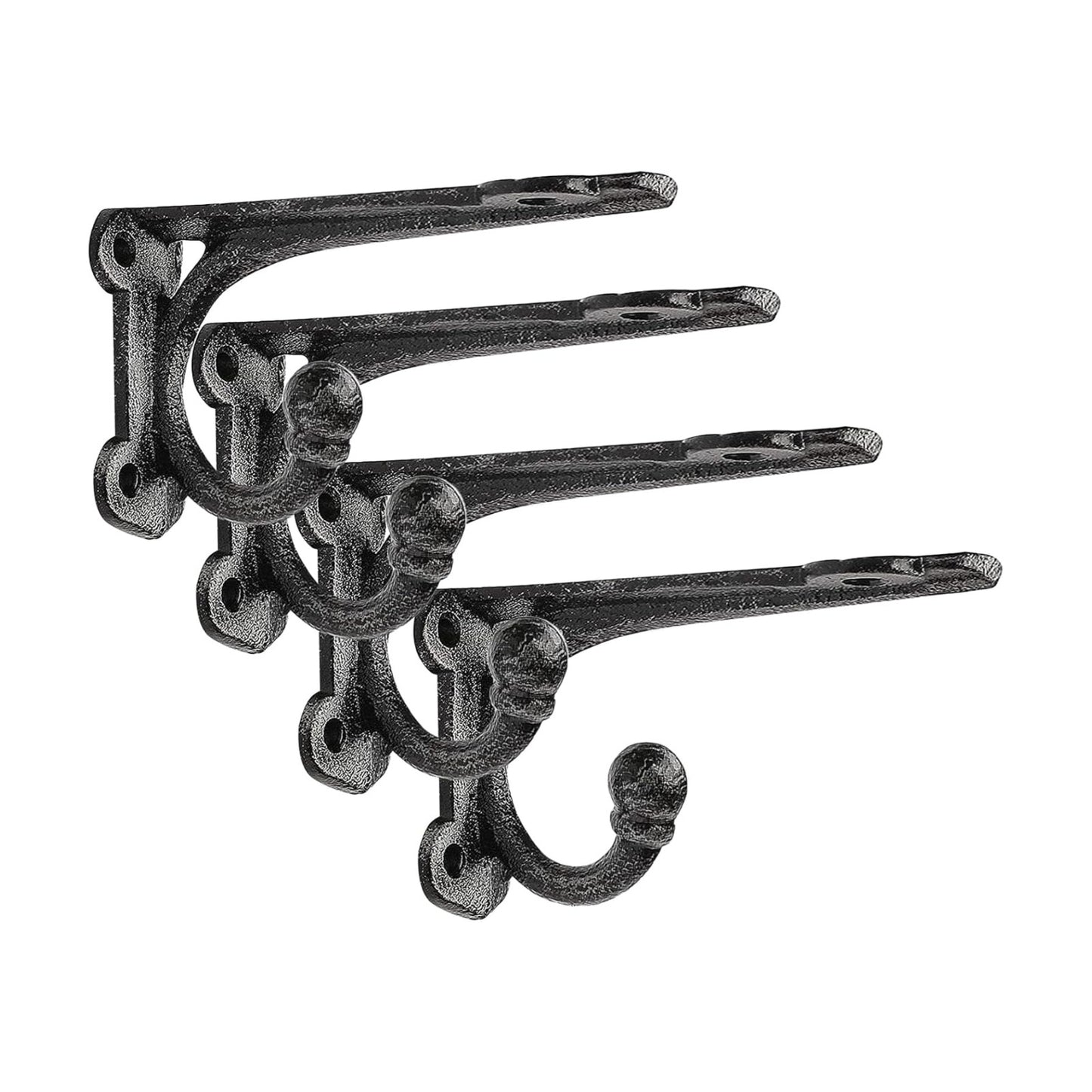 Hooks / Rustic Shelf Brackets / 4'' Bracket / Black / 4 Inch / Set of 4