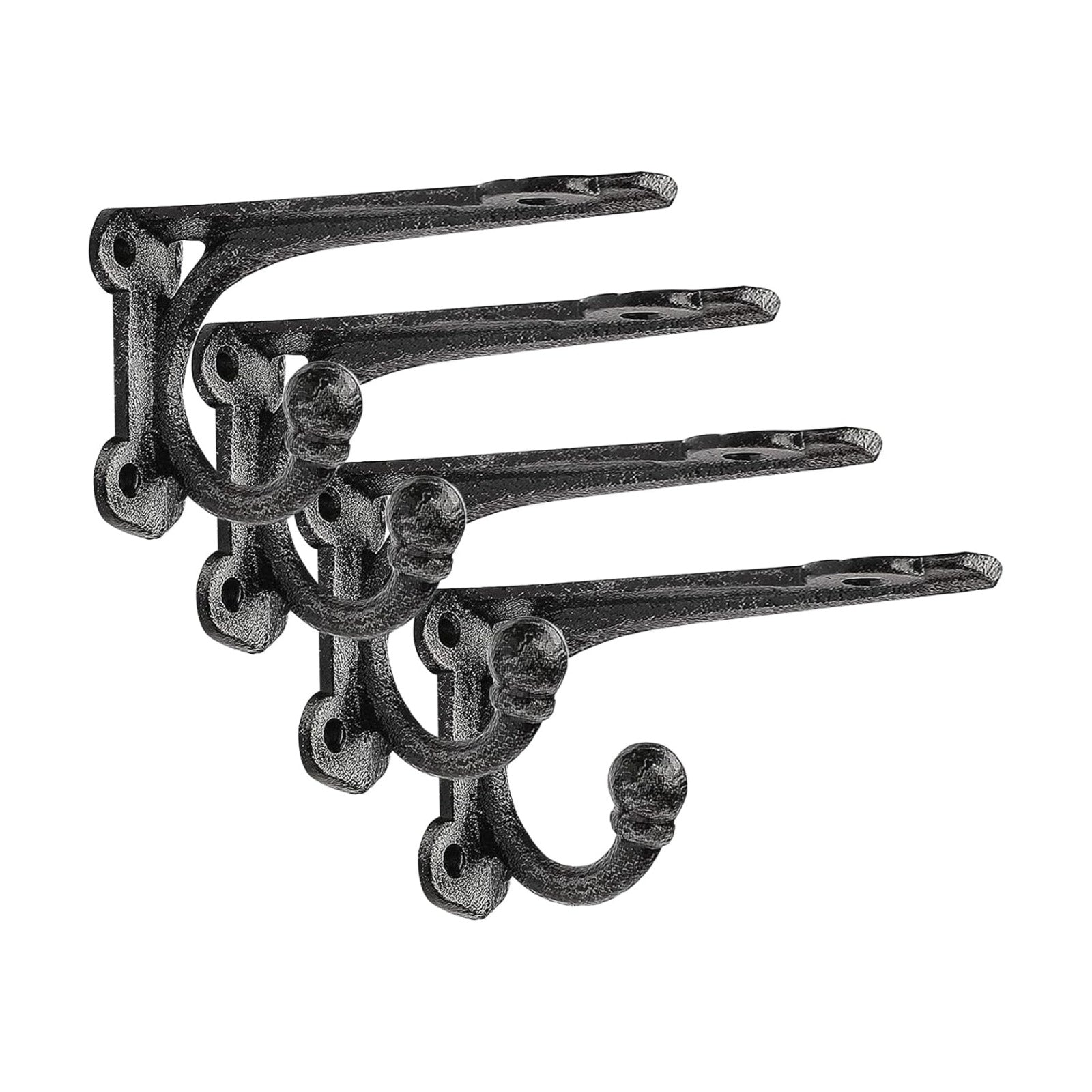 Hooks / Rustic Shelf Brackets / 4'' Bracket / Black / 4 Inch / Set of 4