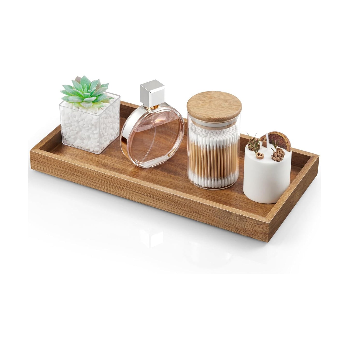Wood Decorative Tray for Toilet Tank Makeup Perfume Jewelry / 6.5 x 1.2 x 13 / Acacia