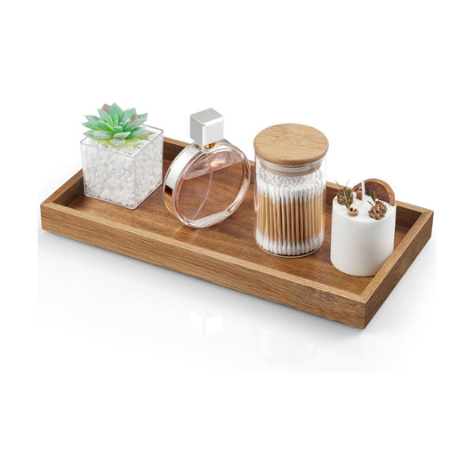 Wood Decorative Tray for Toilet Tank Makeup Perfume Jewelry / 6.5 x 1.2 x 13 / Acacia