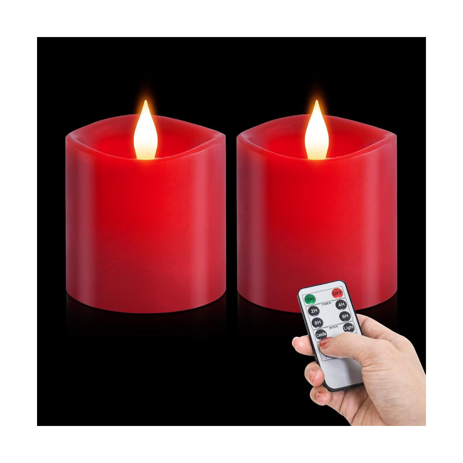 3x3 Flickering Flameless Candles Set of 2, LED Battery Operated Candles, 3 inch Flameless Candles with Remote Control
