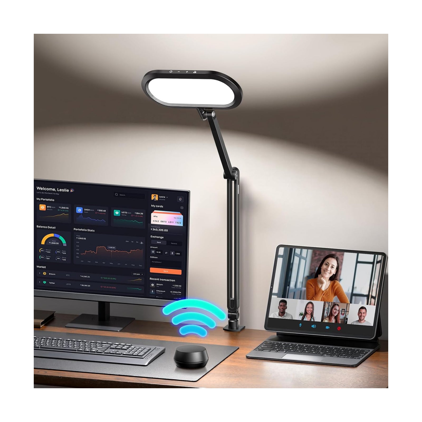 LED Desk Lamps for Home Office, Dual-Sided Soft Light with Stepless Remote | Eye-care, Flicker & Glare-Free, Memory