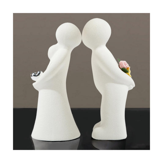 Ceramic Couple Statue / Modern Aesthetic Couple Sculpture Love Sign Figurines