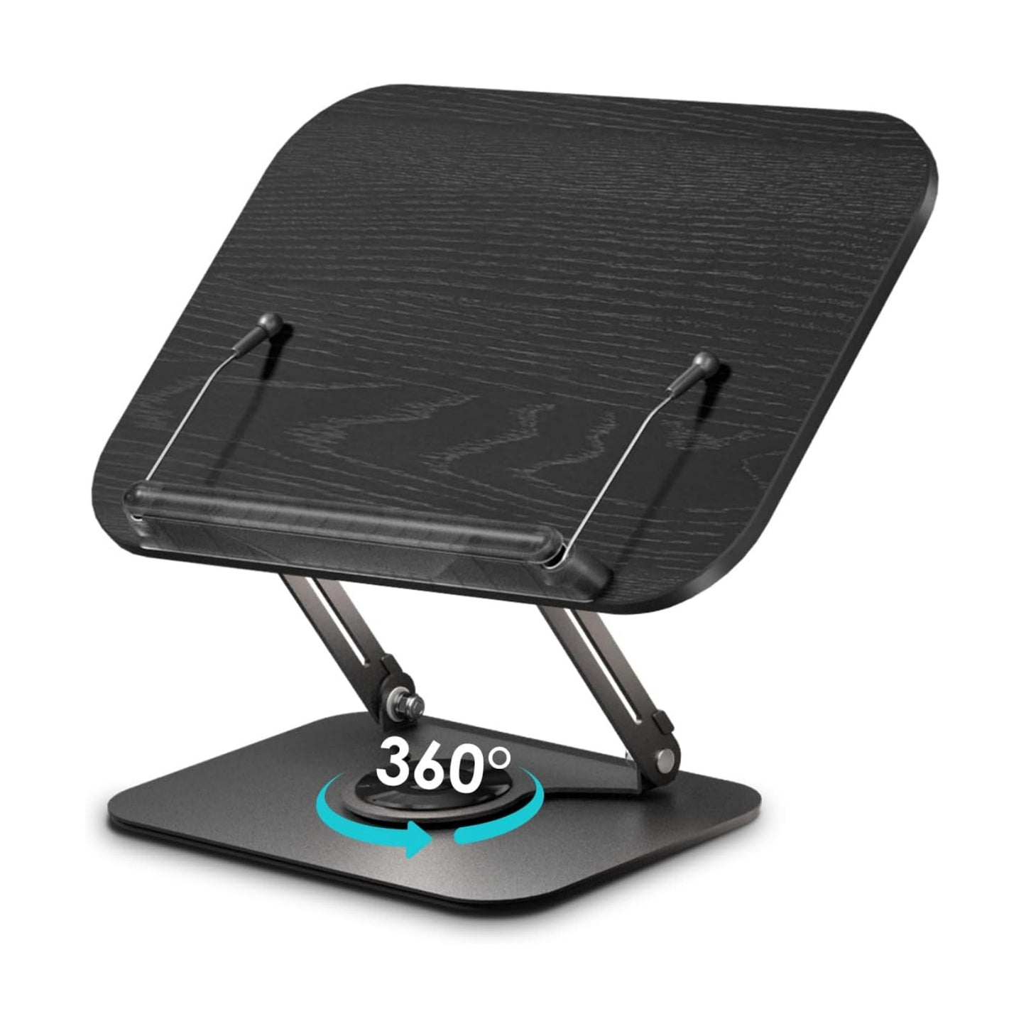 Viozon Book Stand for Reading,Book Holder, Height&Angle Adjustable, 360° Rotating Base, Foldable and Portable