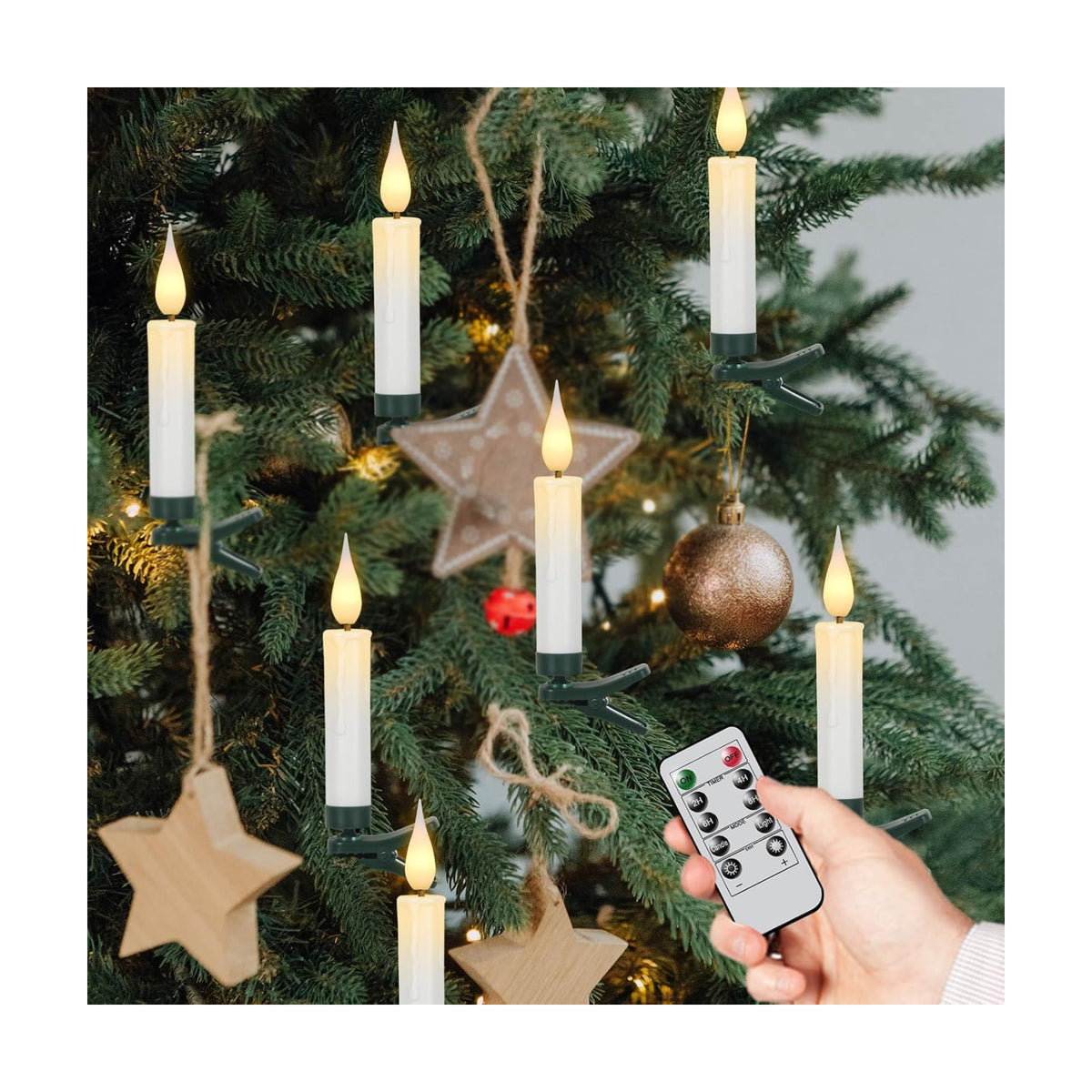 Wondise 30pcs Christmas Flameless Taper Candle Christmas Tree Lights